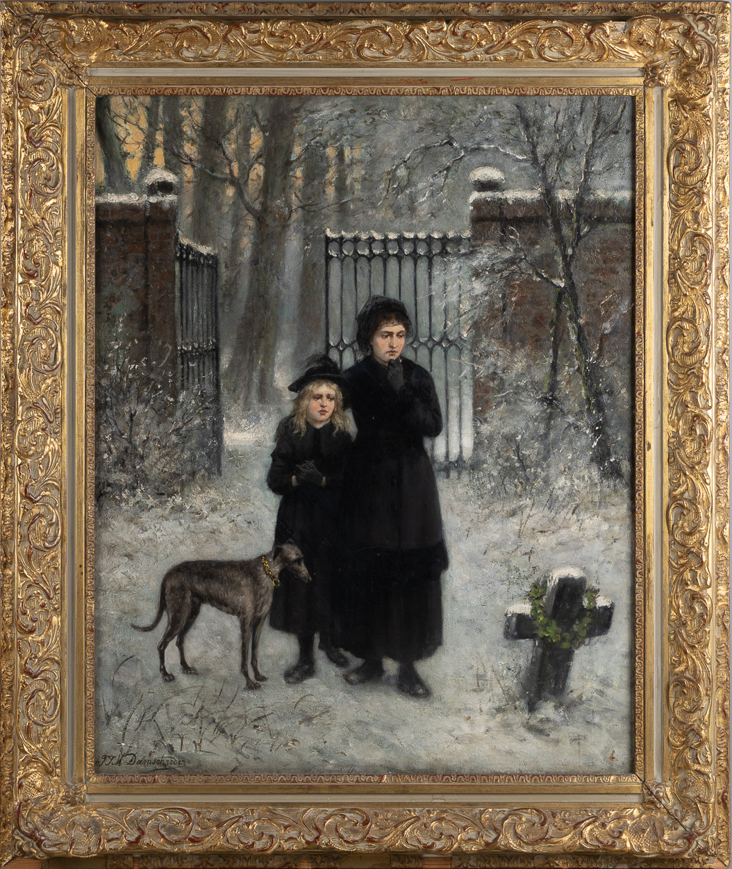 JANJACOBUS MATTHIJS DAMSCHRÖDER (1825-1905). Olja på duk, uppfäst på pannå, signerad.