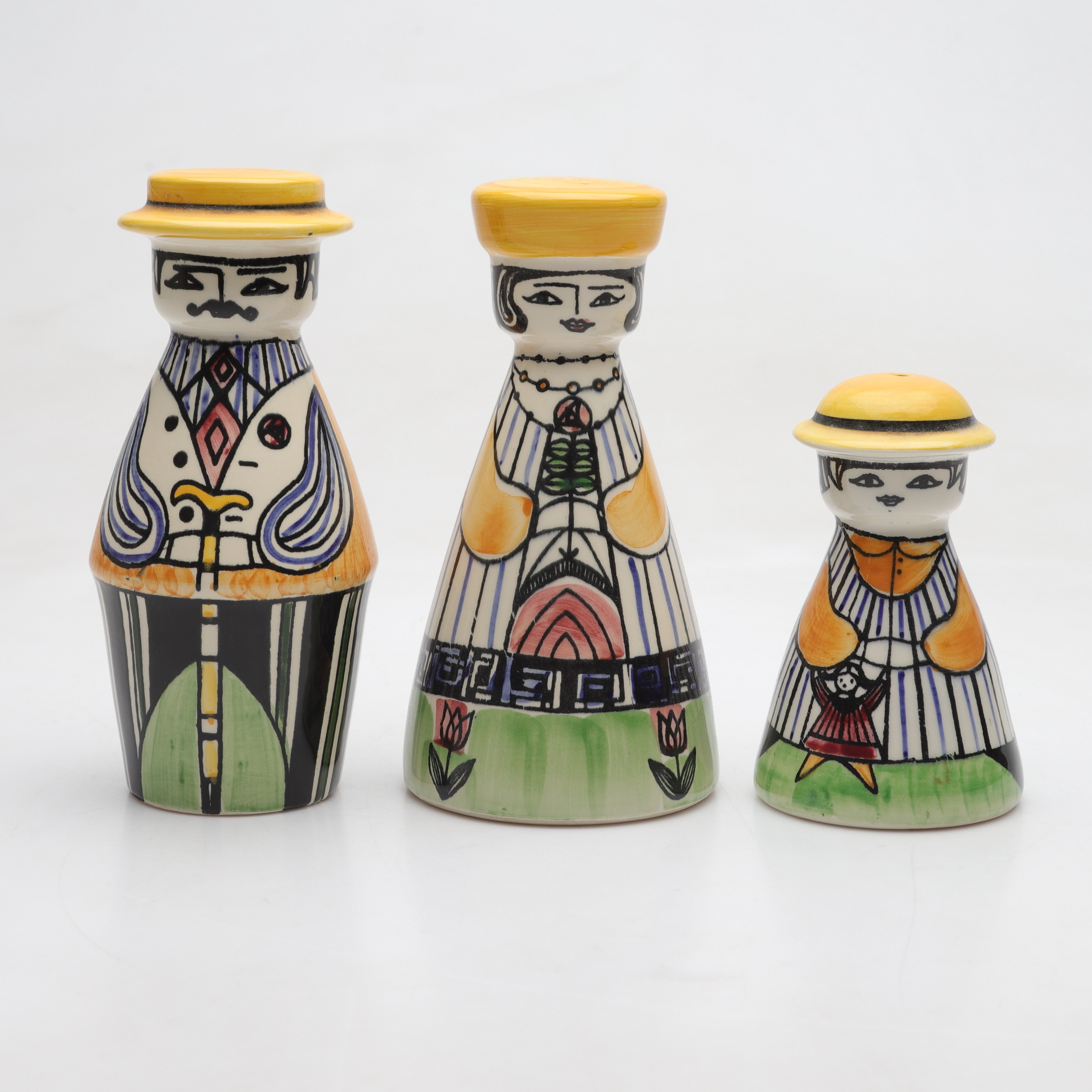 ANITA NYLUND. ströare, 3 st, flintgods, "Familjen Pepparson", Jie, Gantofta, 1950-/60-tal.