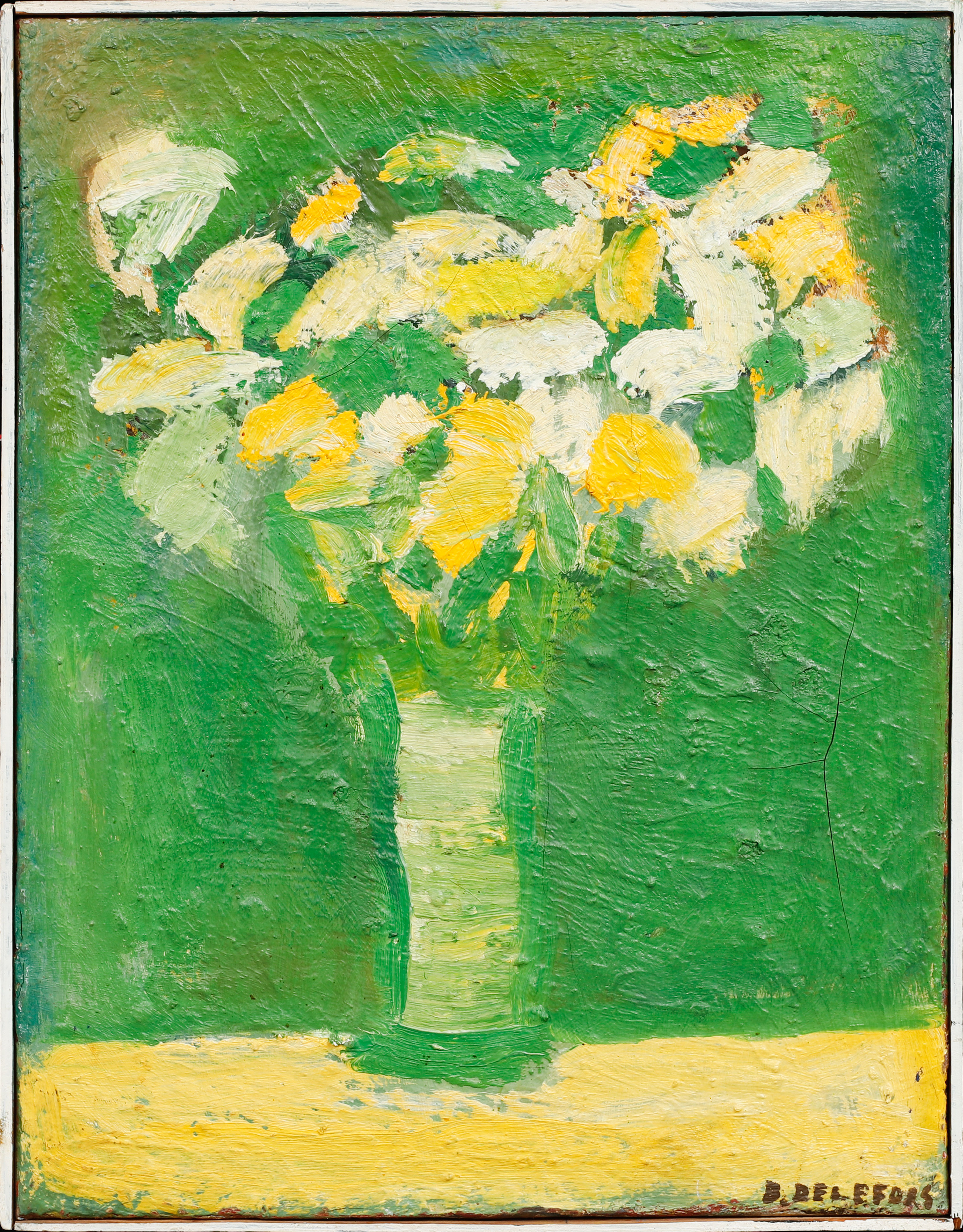 BENGT DELEFORS. Blomsterstilleben, akryl på duk, signerad.