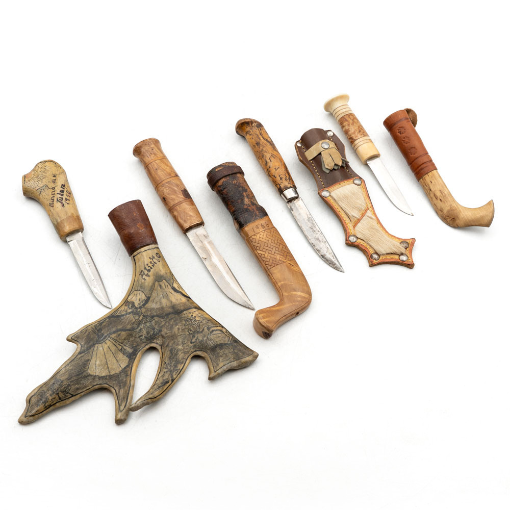 SAMLING SAMISKA KNIVAR, delvis signerade, 1900tal (4delar).