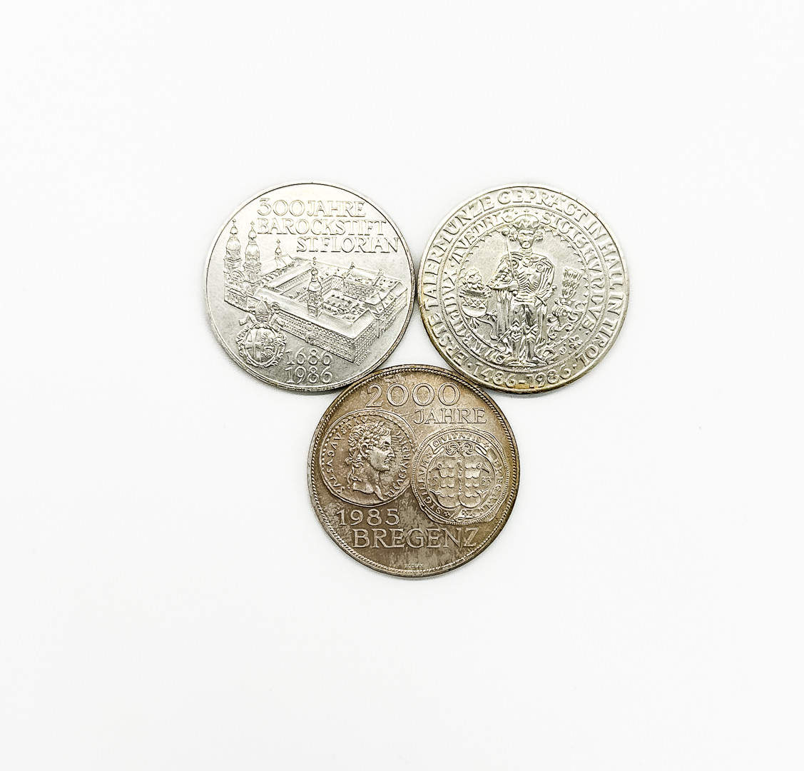 MYNT, 3 st, 500 skilling, samlarmynt, sterling silver, Österrike.