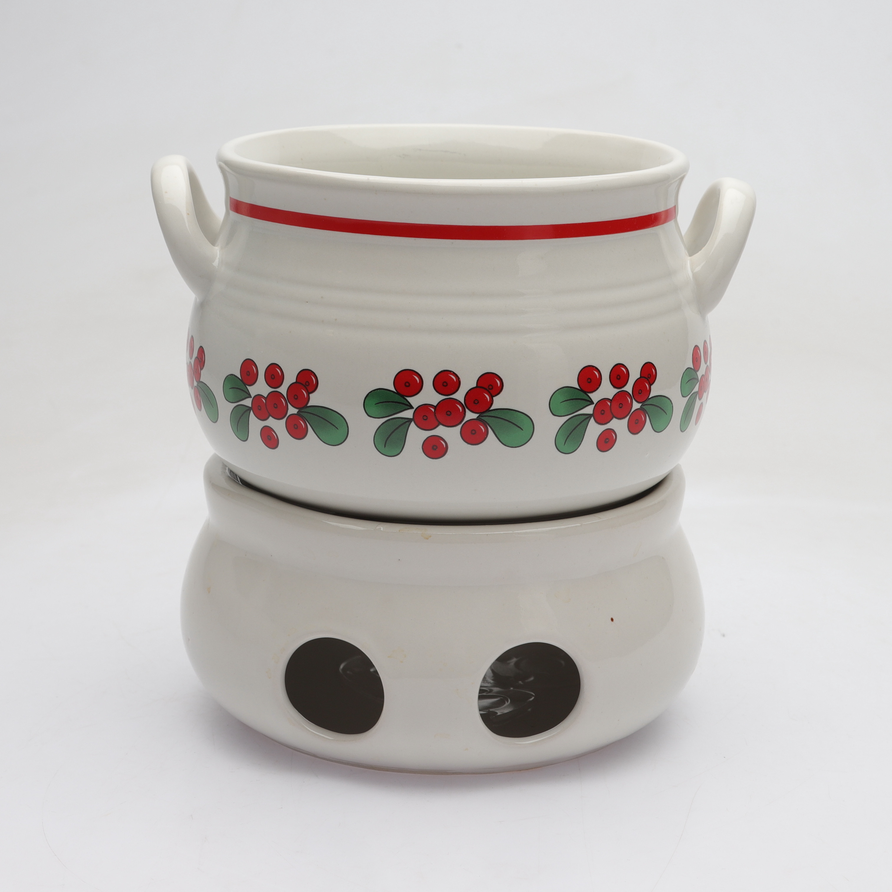 GLÖGGRYTA MED VÄRMARE, stengods, 2 delar, 1900-talets andra hälft.