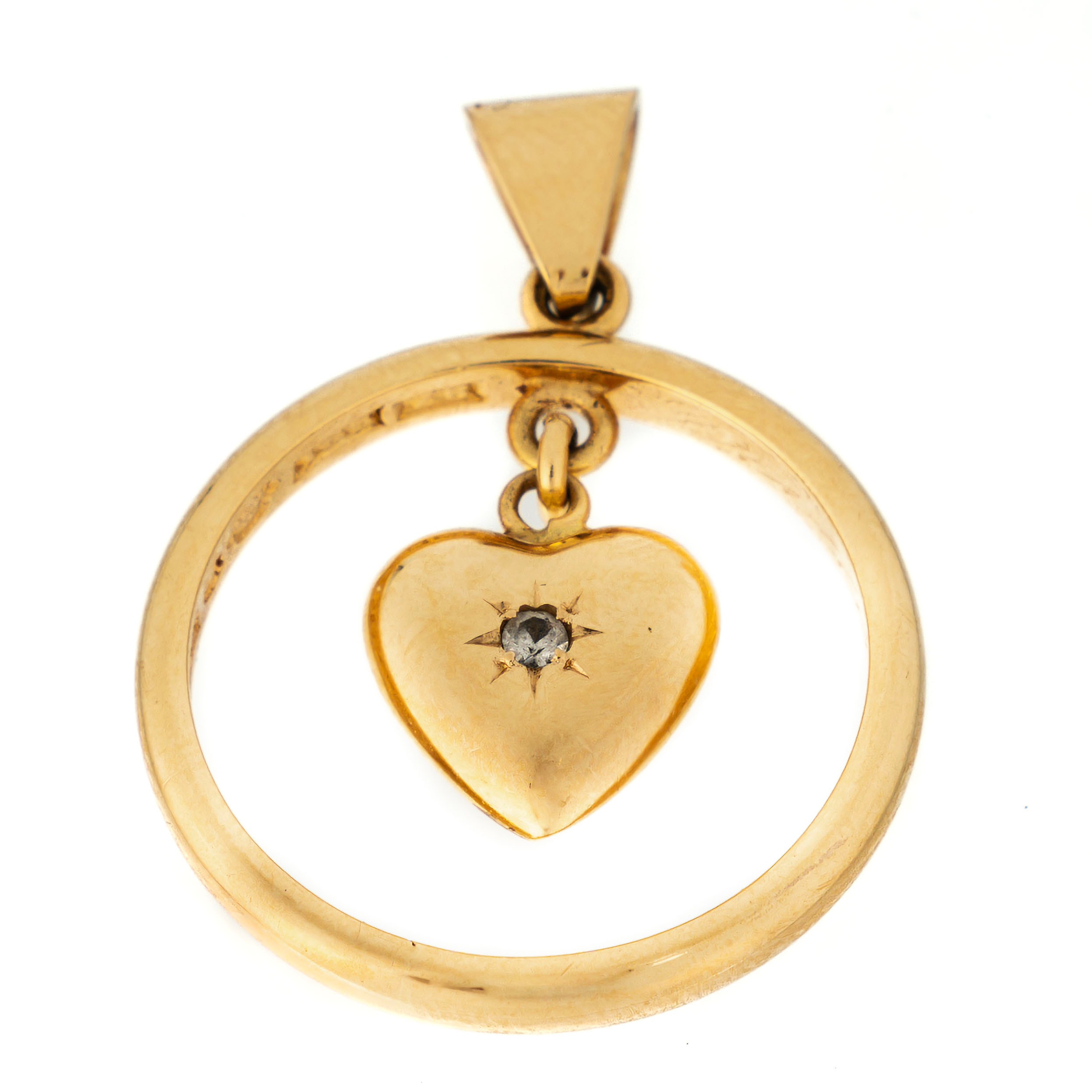 HÄNGE, 18K Guld, Berlock med ring & Hjärta.