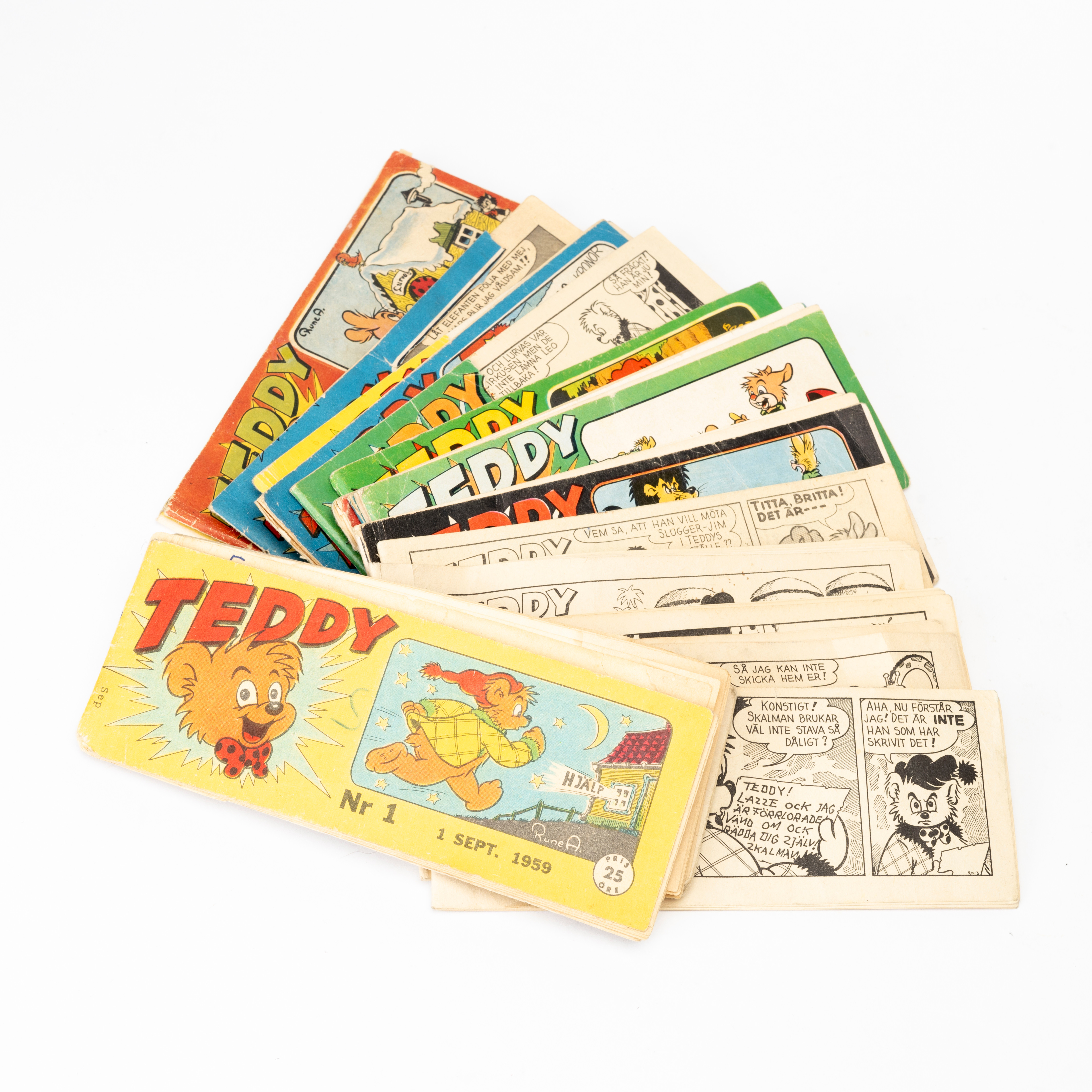 TEDDY, 19 serietidningar, bl.a Nr 1 från 1959, 1950-/1960-tal.