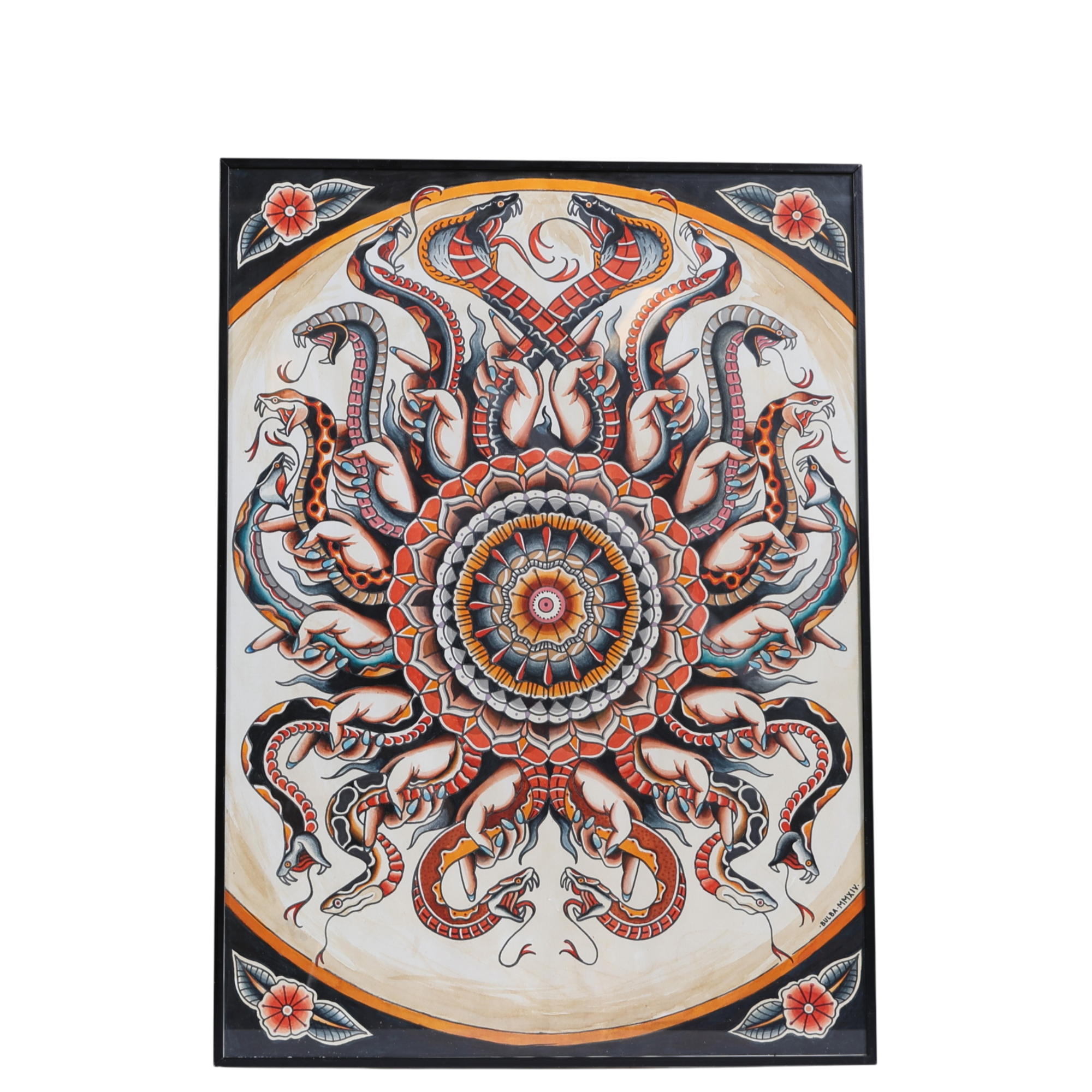 OIDENTIFIERAD KONSTNÄR. tatueringsmotiv, avarell, signerad.