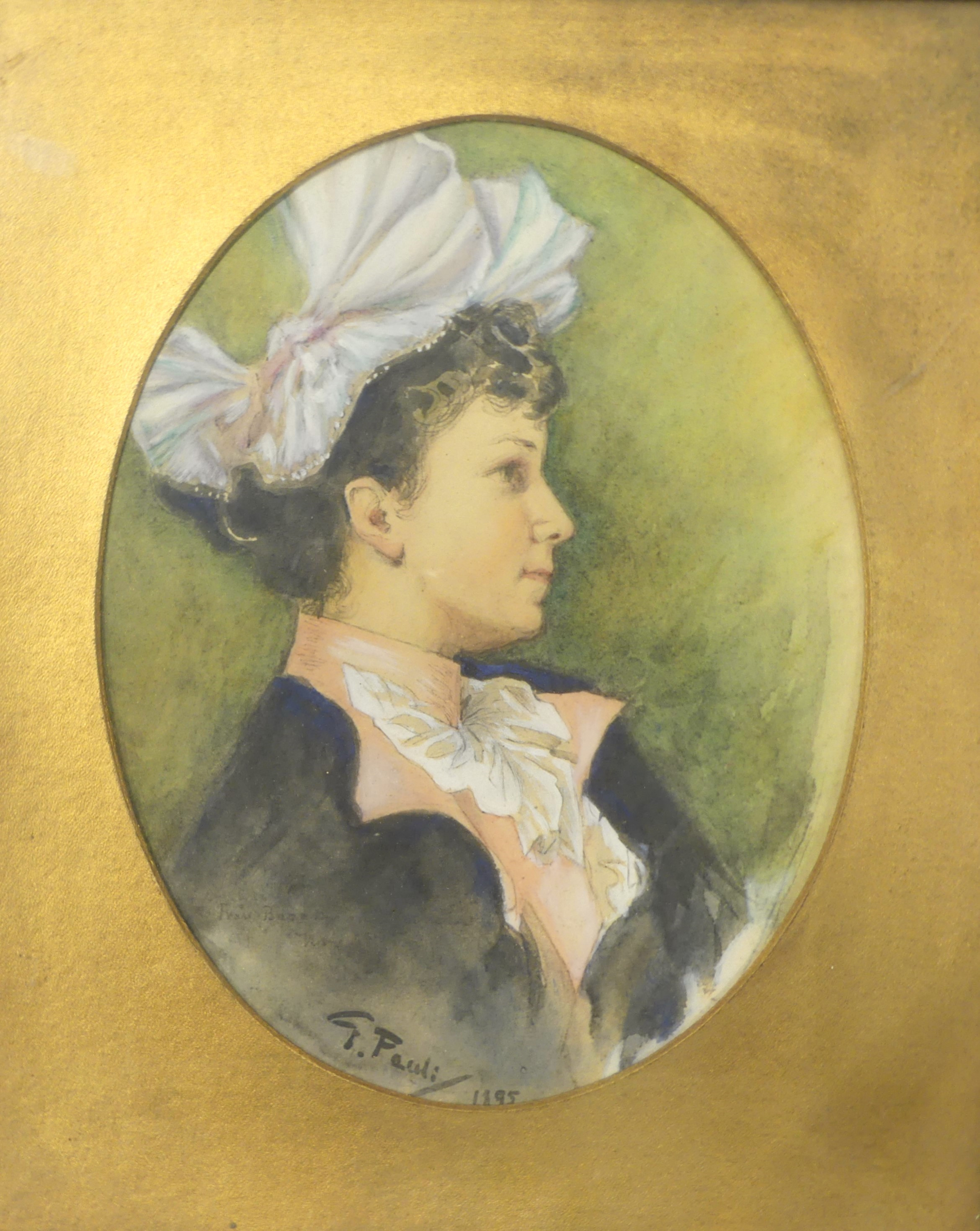 GEORGE PAULI. akvarell, porträtt, signerad 1895.