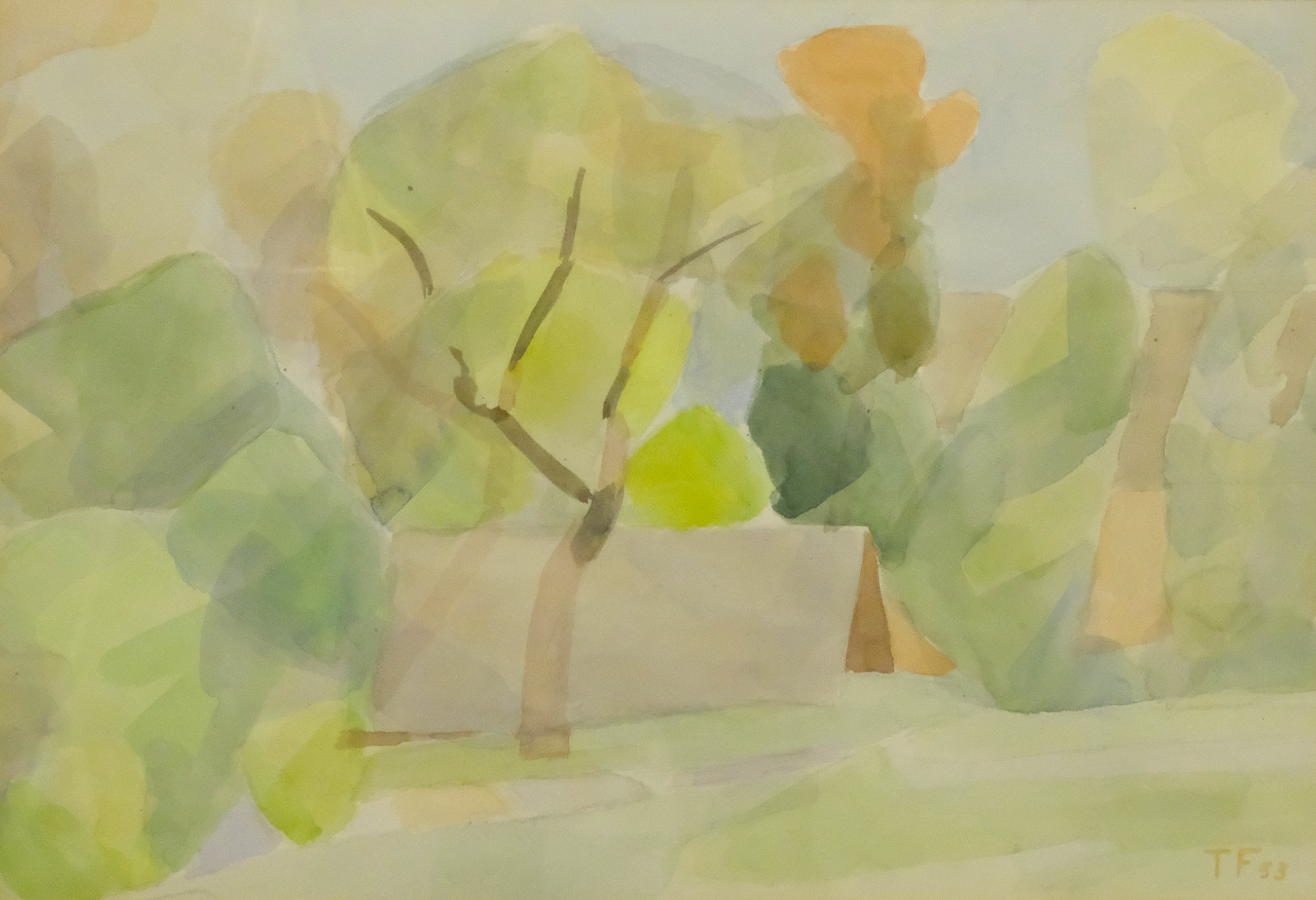 TURE FABIANSSON. AKVARELL, LANDSKAPSMOTIV, 1953.