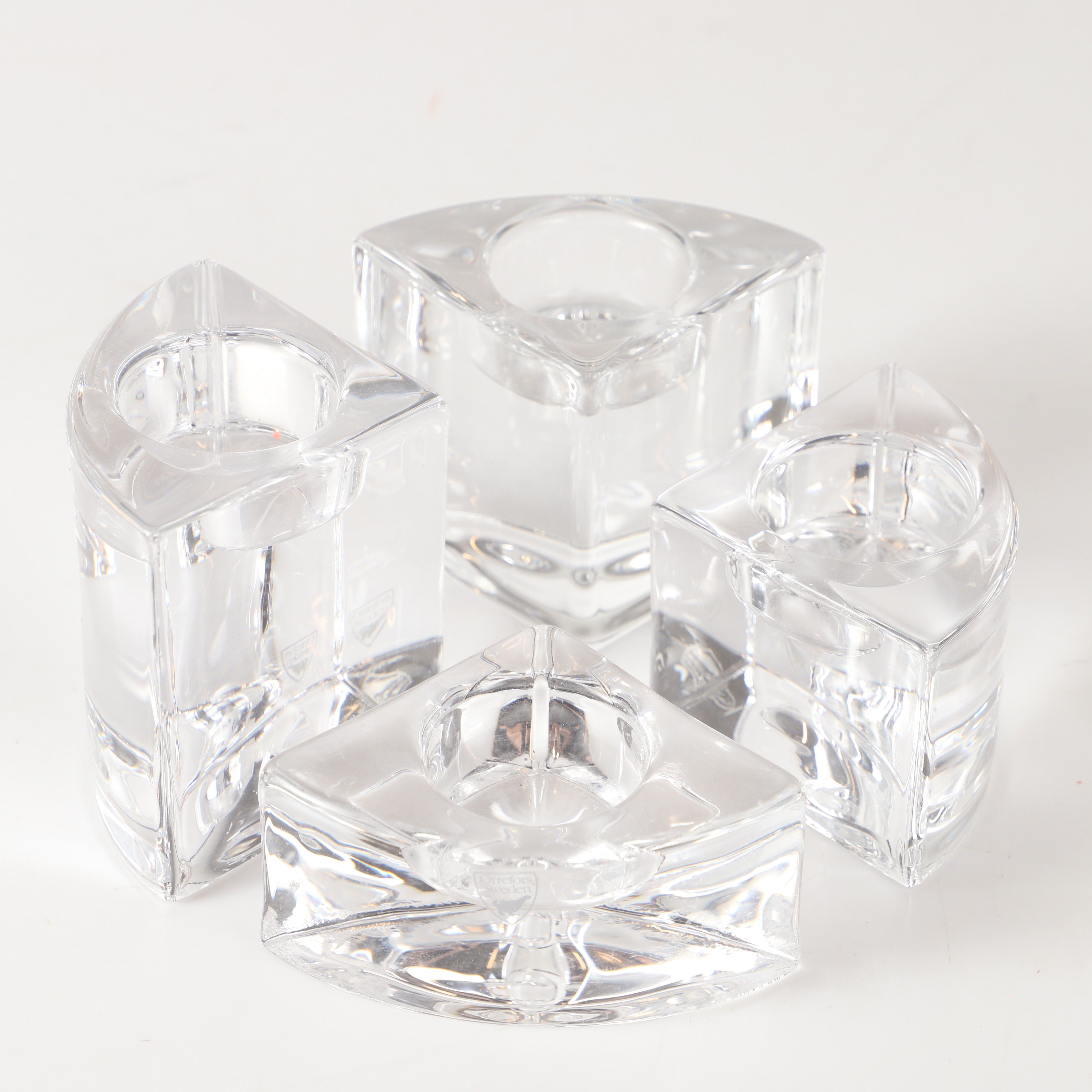 HELENA KRANTZ. Ljusstakar, 4 stycken, "Quartet", glas, Orrefors.