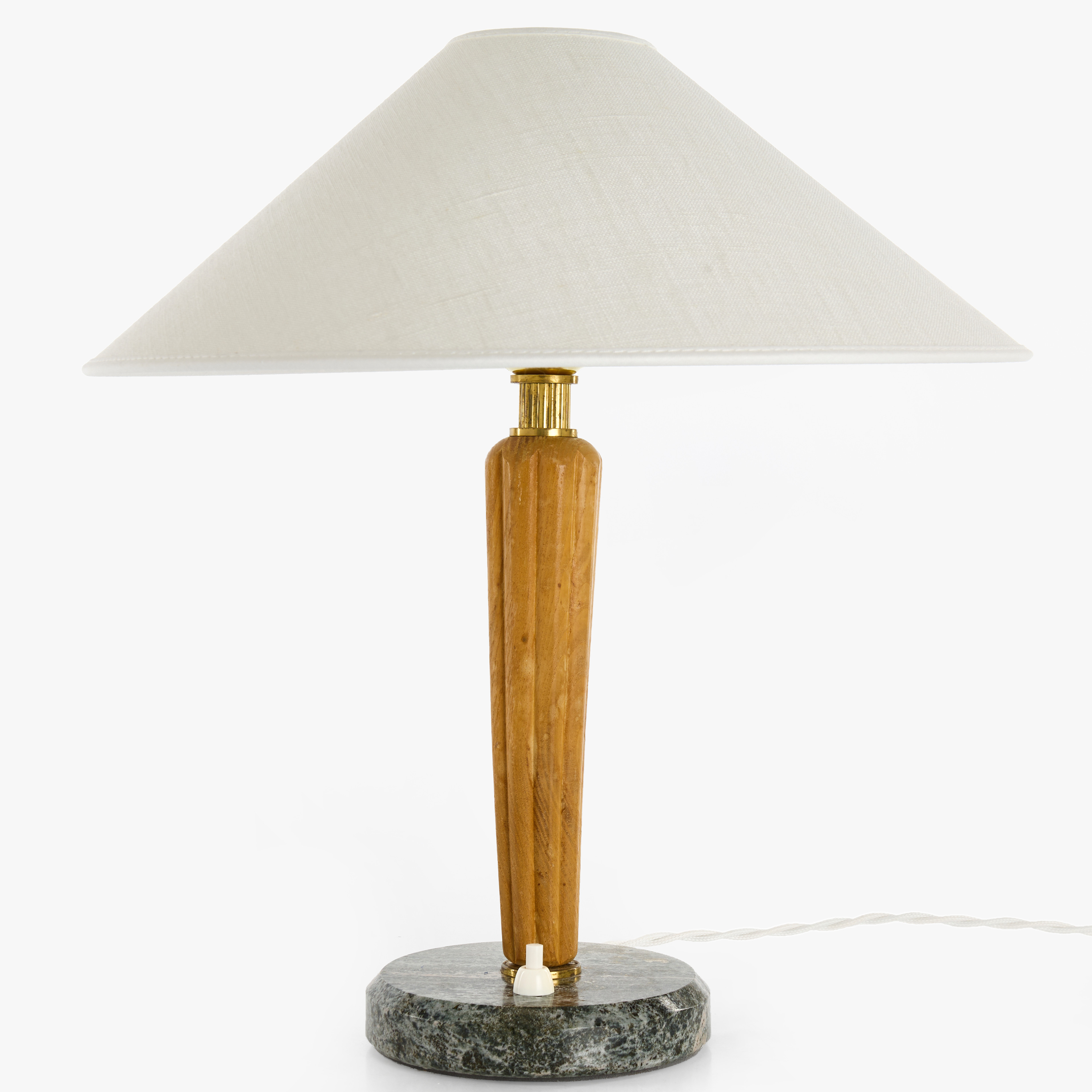 BORDSLAMPA, Swedish Modern, 1940-tal, ek och kolmårdsmarmor, möjligen Nordiska Kompaniet.