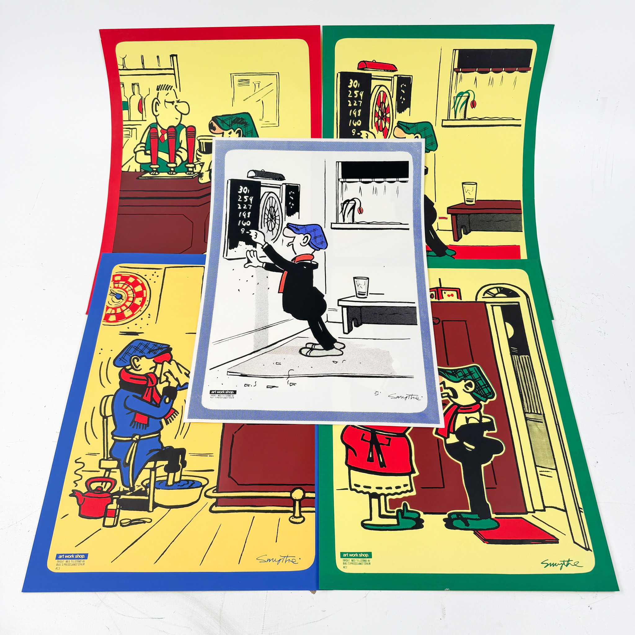 REG SMYTHE, "Tuffa Viktor", affischer, 5 st, Art Work Shop.