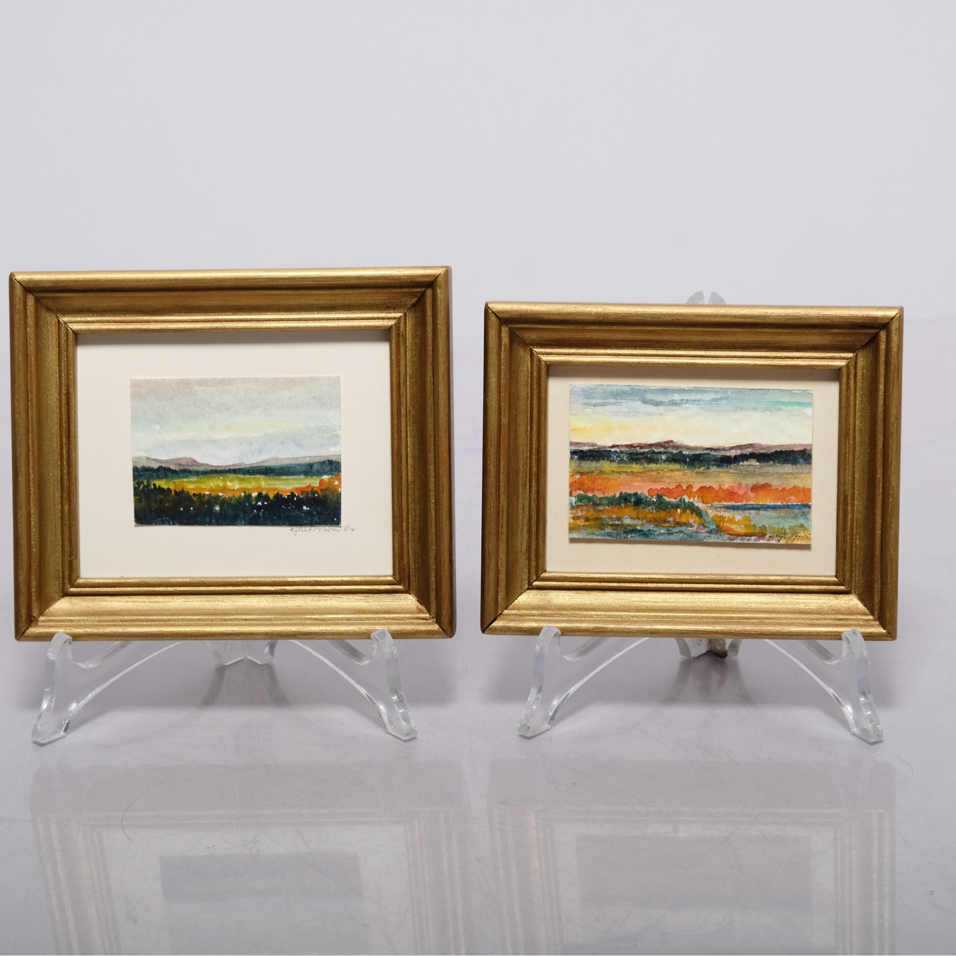 KJELL FRISÉN. Akvarell på papper, Landskapsmotiv, 2 st, Signerade.