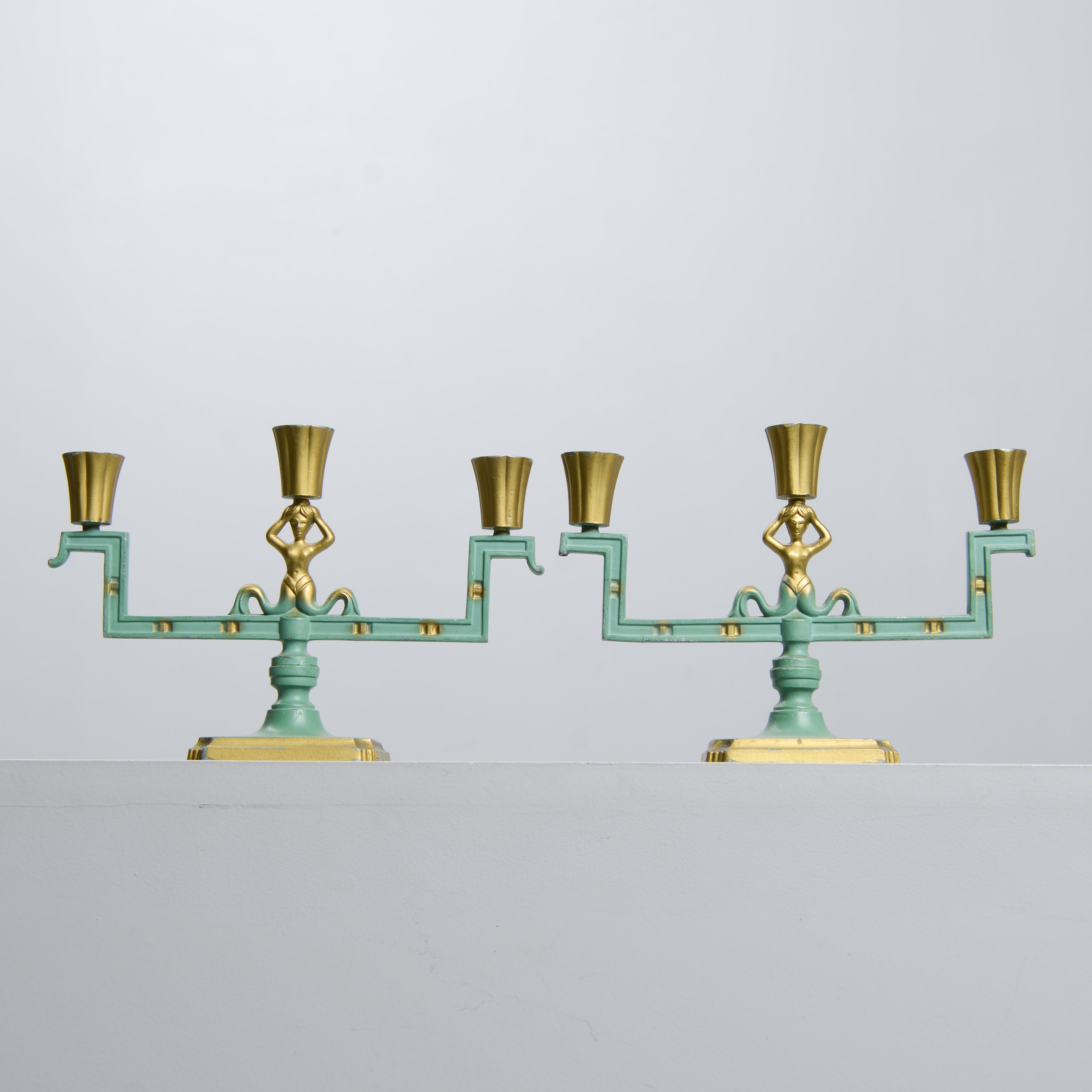 KANDELABRAR, ett par, brons, art deco, Stjärnmetall, 1920/1930.