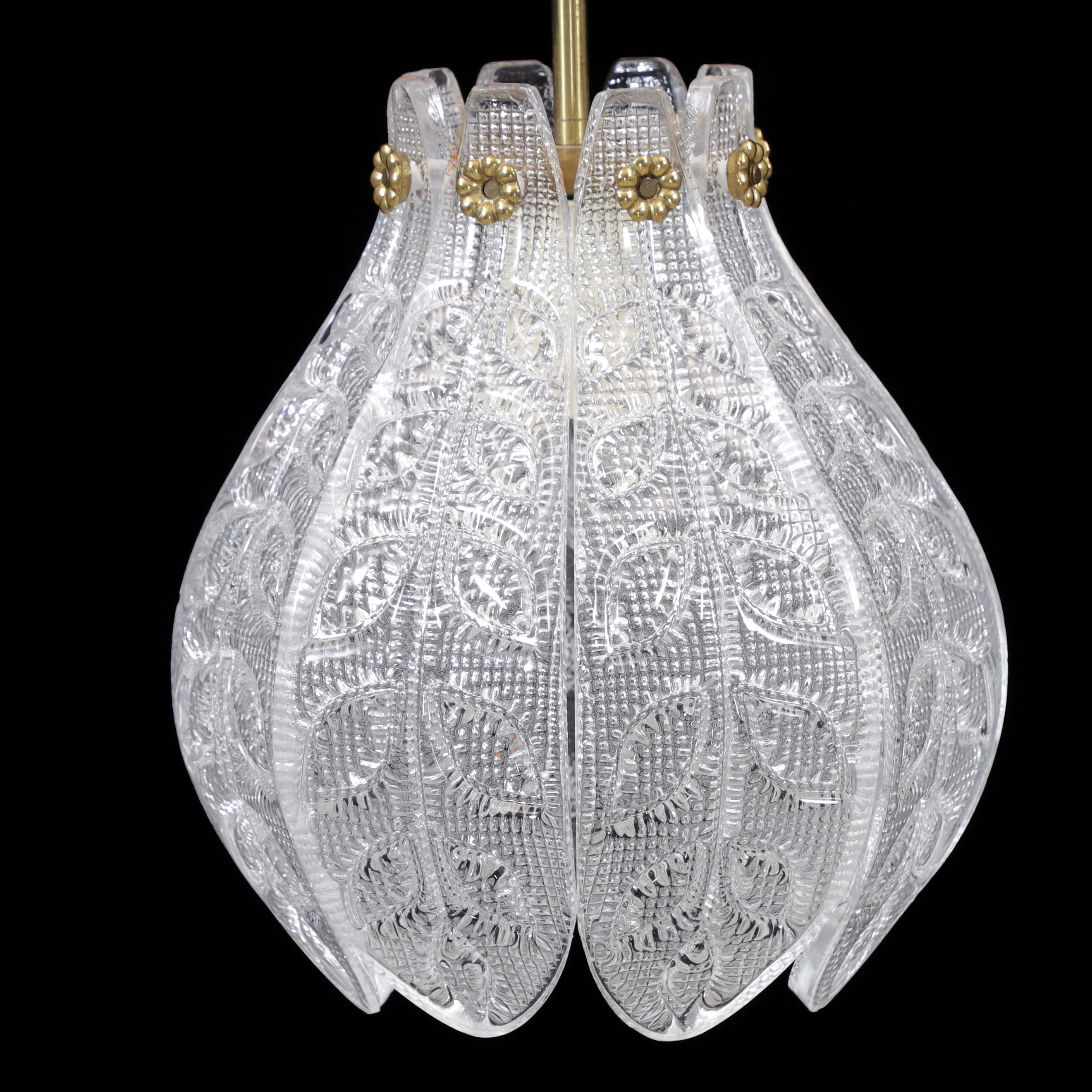 CARL FAGERLUND. Taklampa, glas/mässing, Orrefors, 1950/60-tal.