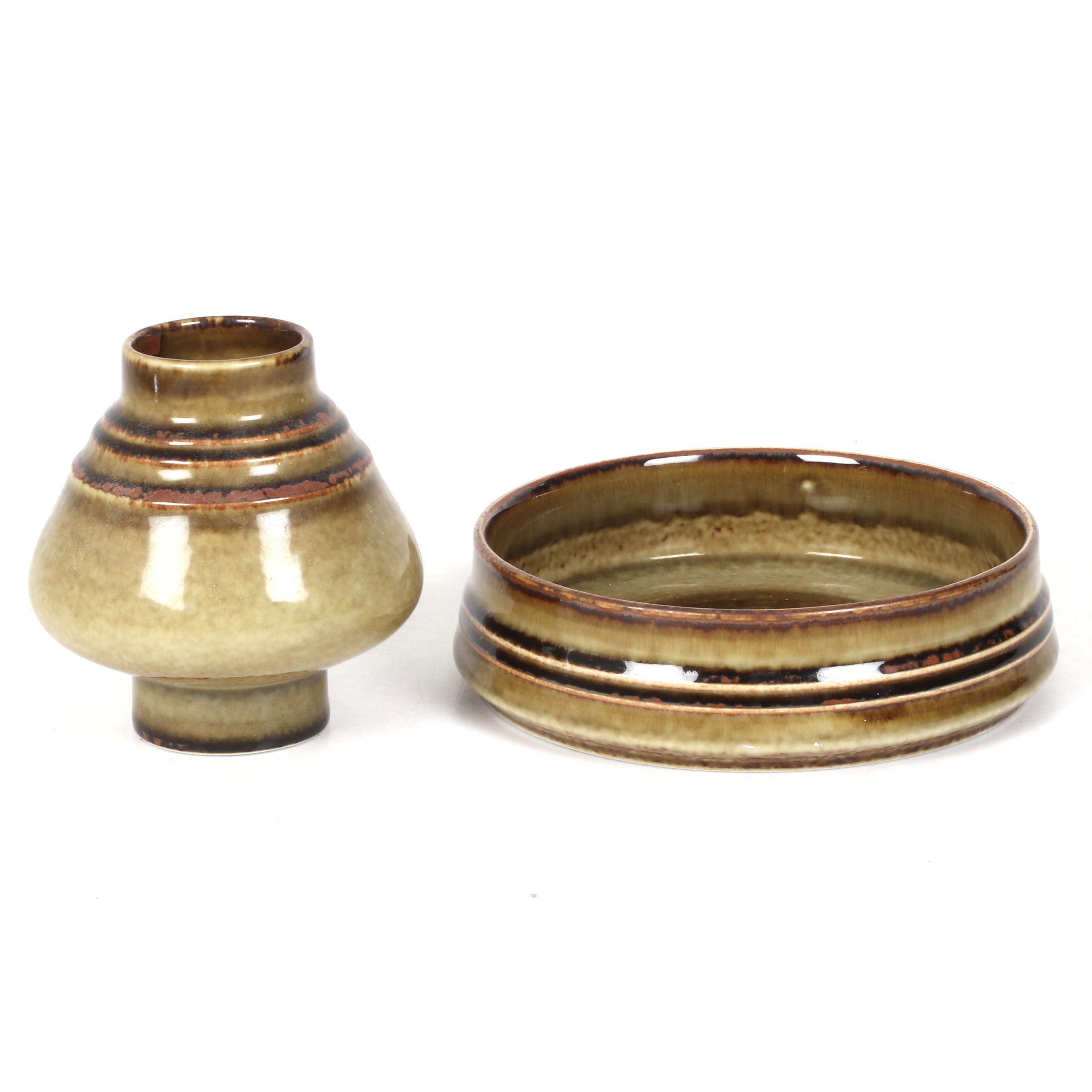 OLLE ALBERIUS. Vas och skål 2 delar stengods, Rörstrand.