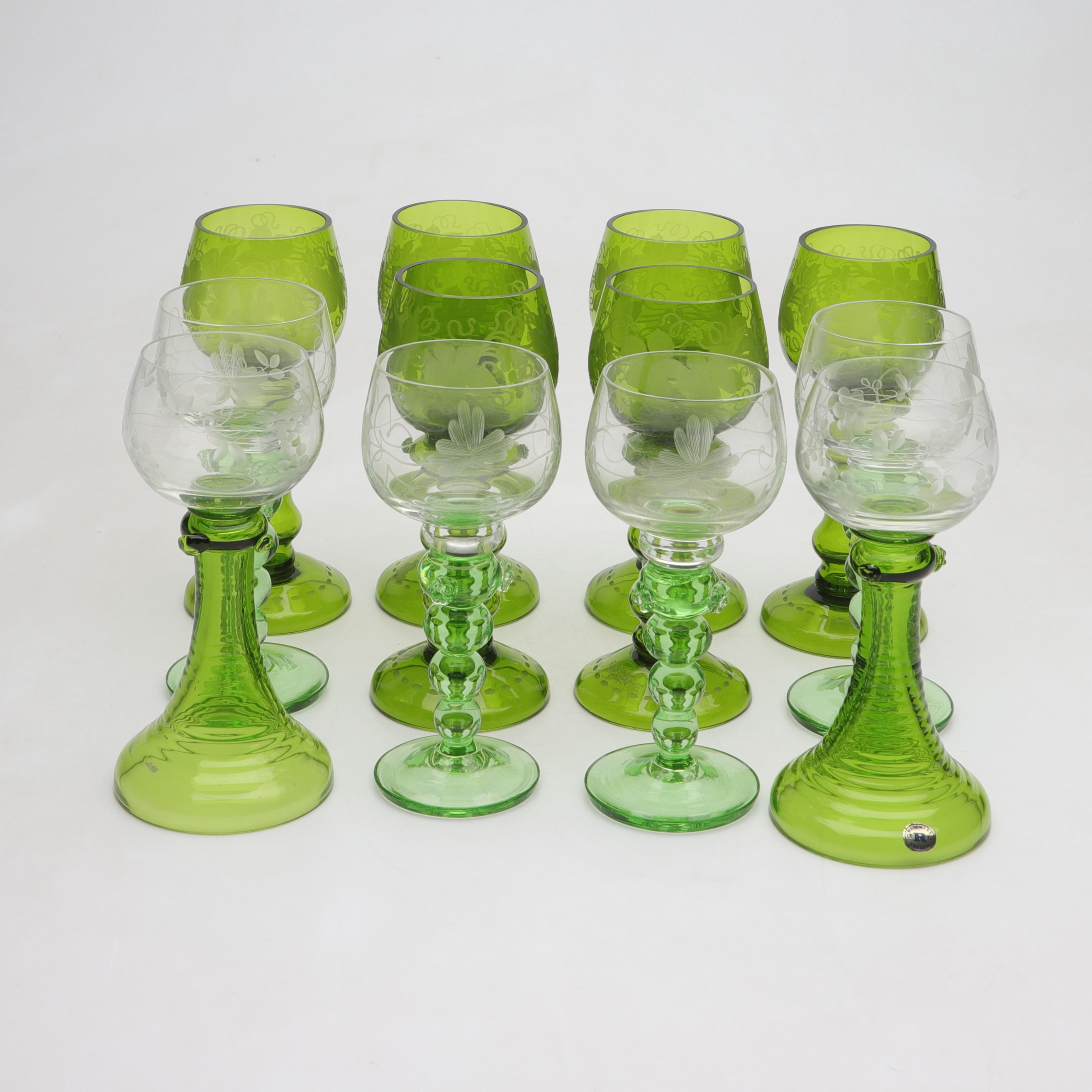 REMMARE, 12 st (2+4+6), b.la. Reijmyre & Åseda glasbruk, Sverige.