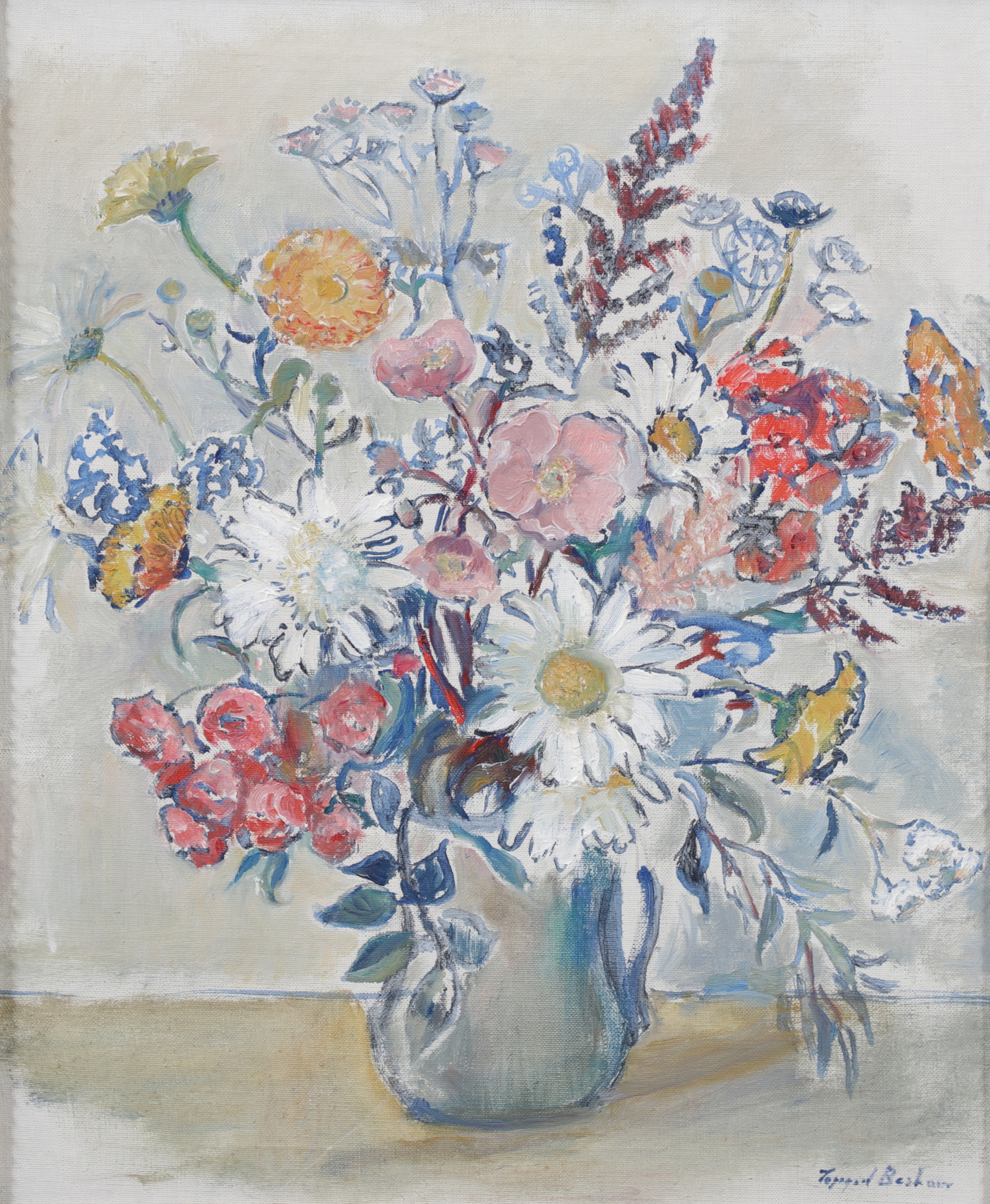 INGEGERD BESKOW. Blomsterstilleben, olja på duk, signerad.