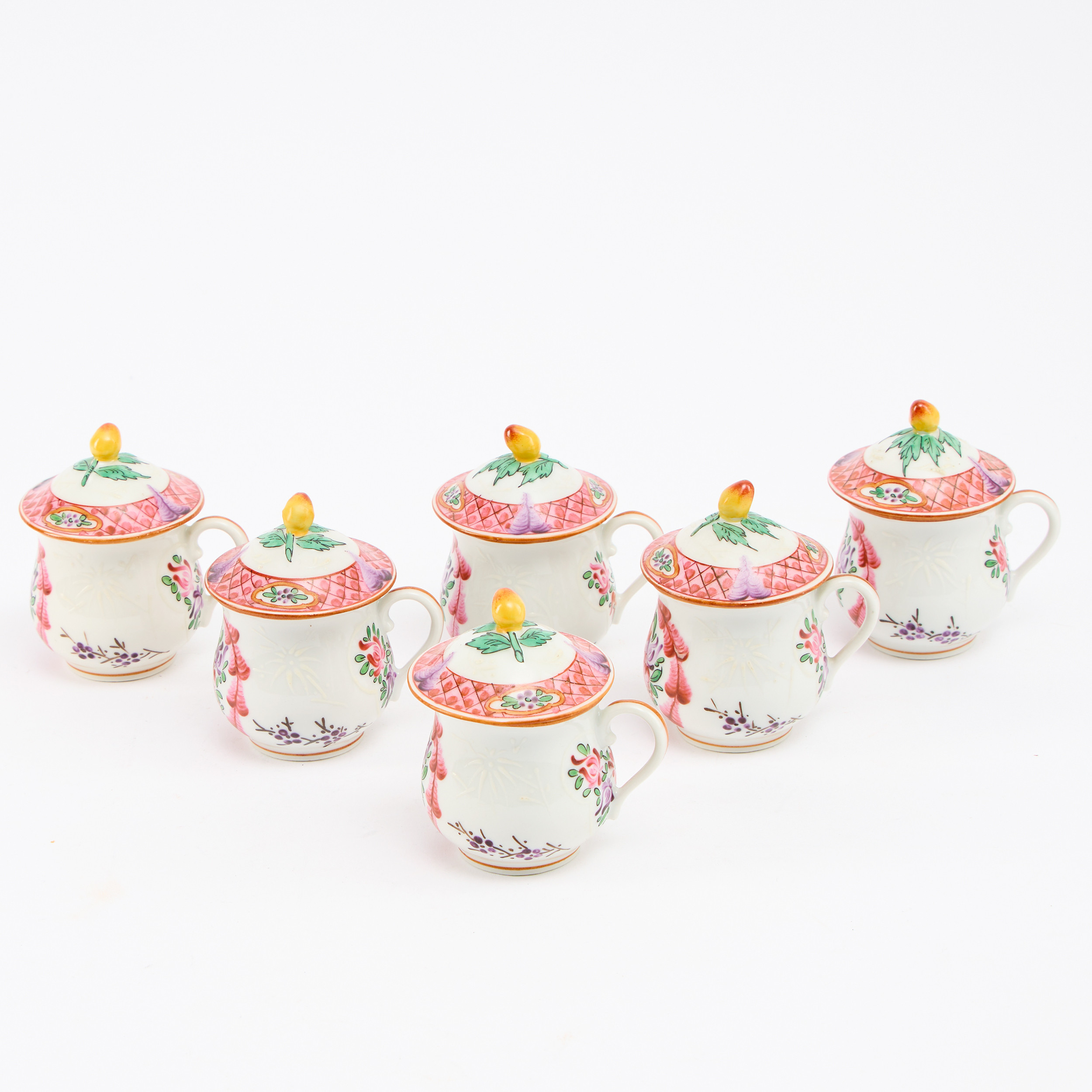 CRÈMEKOPPAR 6 st Perrier fils Paris omkring 1900 porslin.