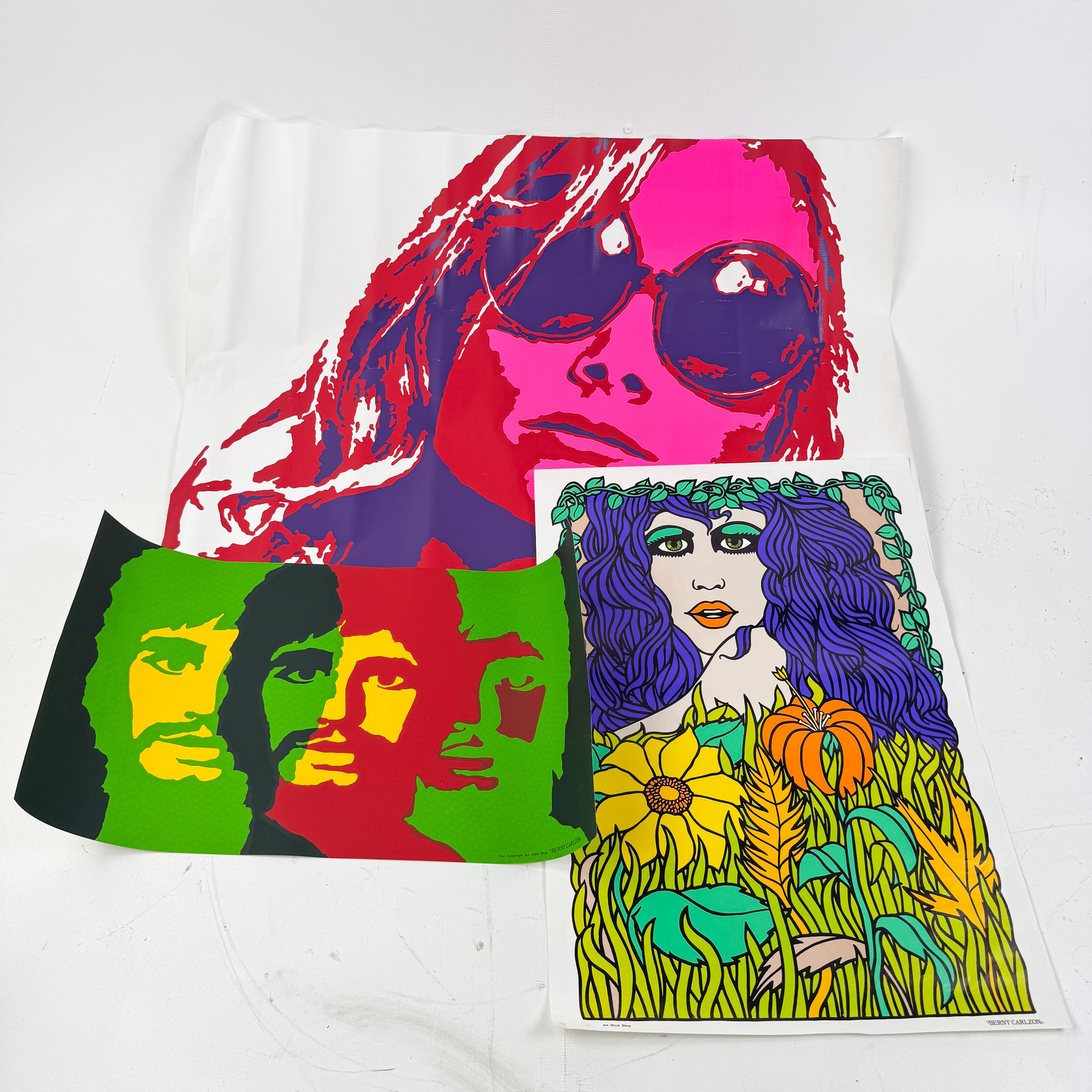 BERNT CARLZON, affischer, 3 st, bl.a Ringo Star, Janis Joplin - Art Work Shop.
