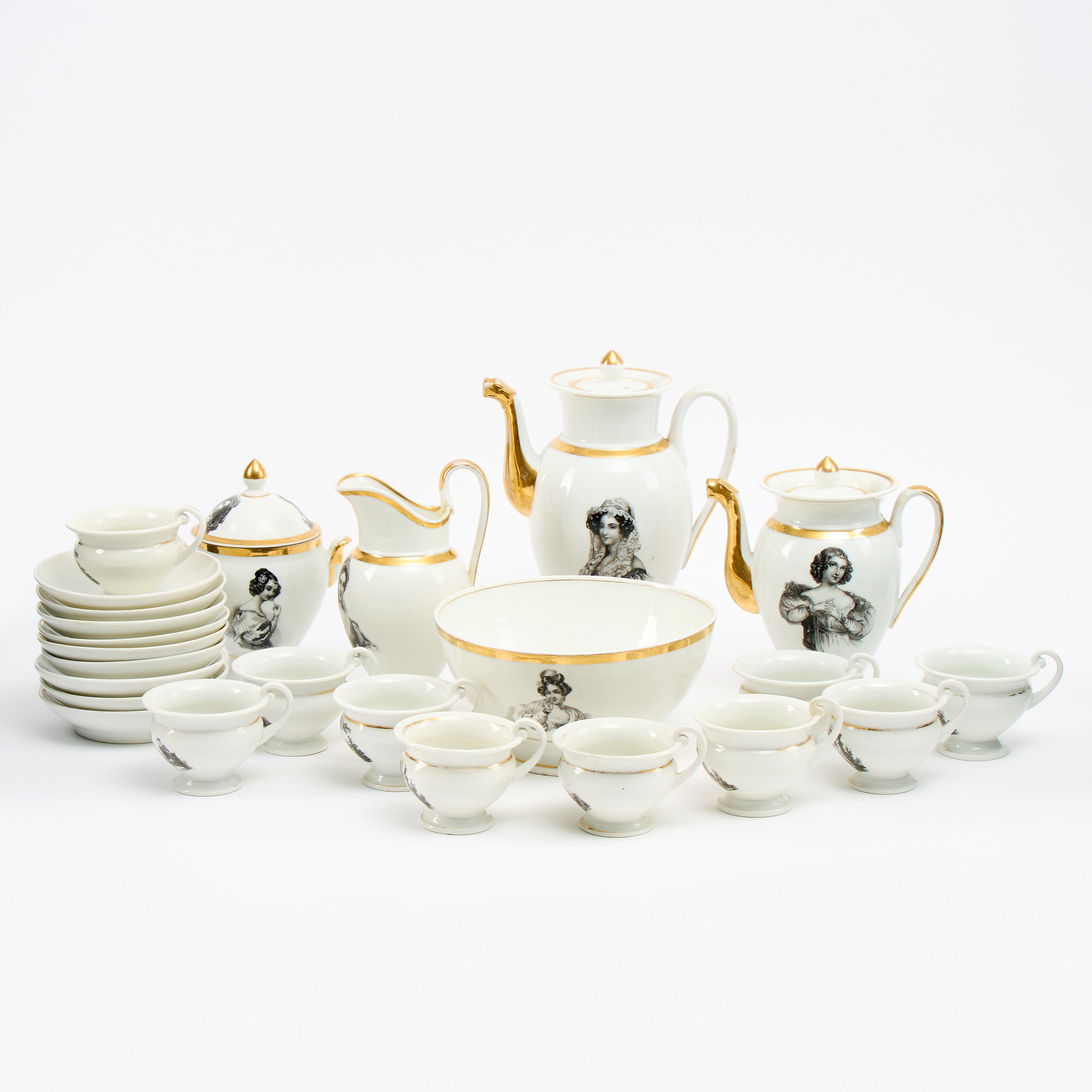 SERVIS 15 dlr Empire 1800-talets mitt Frankrike porslin.