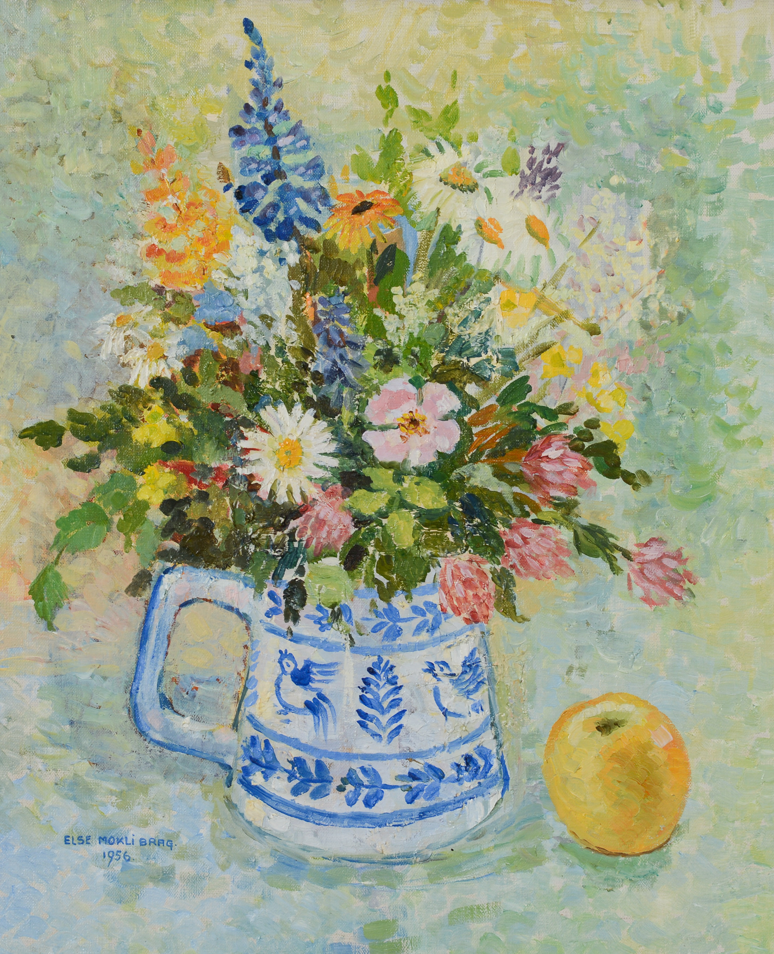 ELSE MOKLI-BRAG. Stilleben, olja på duk, signerad, daterad 1956.