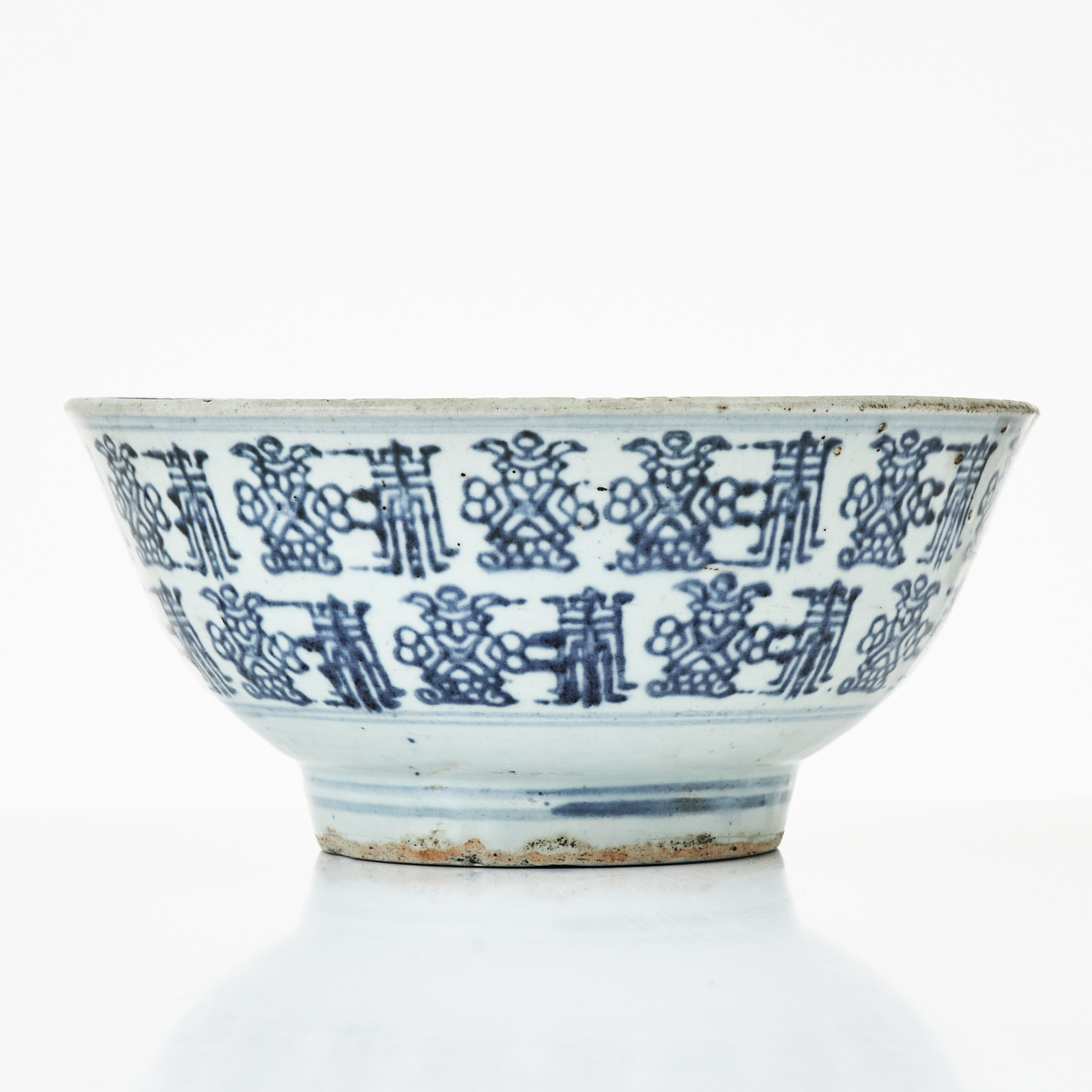 SKÅL, porslin, Kina, 1800-tal, schablontryckt dekor i underglasyrblått.