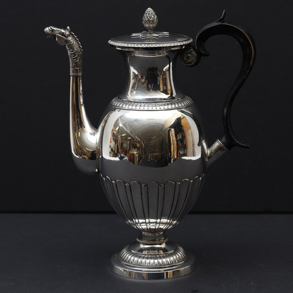 JAKOB LUNDBERG. Stockholm, Kaffekanna, silver, Empire, 1835.