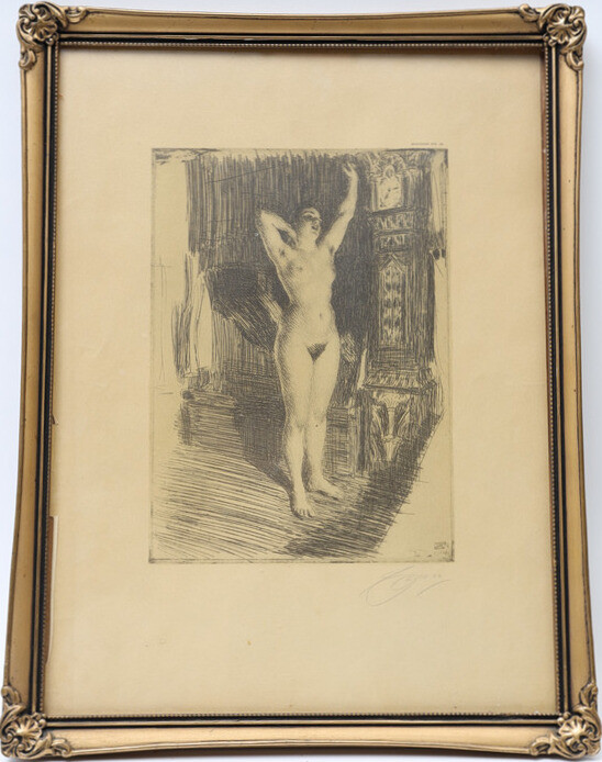 ANDERS ZORN. Efter, "Tidigt", tryck, signerad i trycket, Bengtssons litografiska AB.