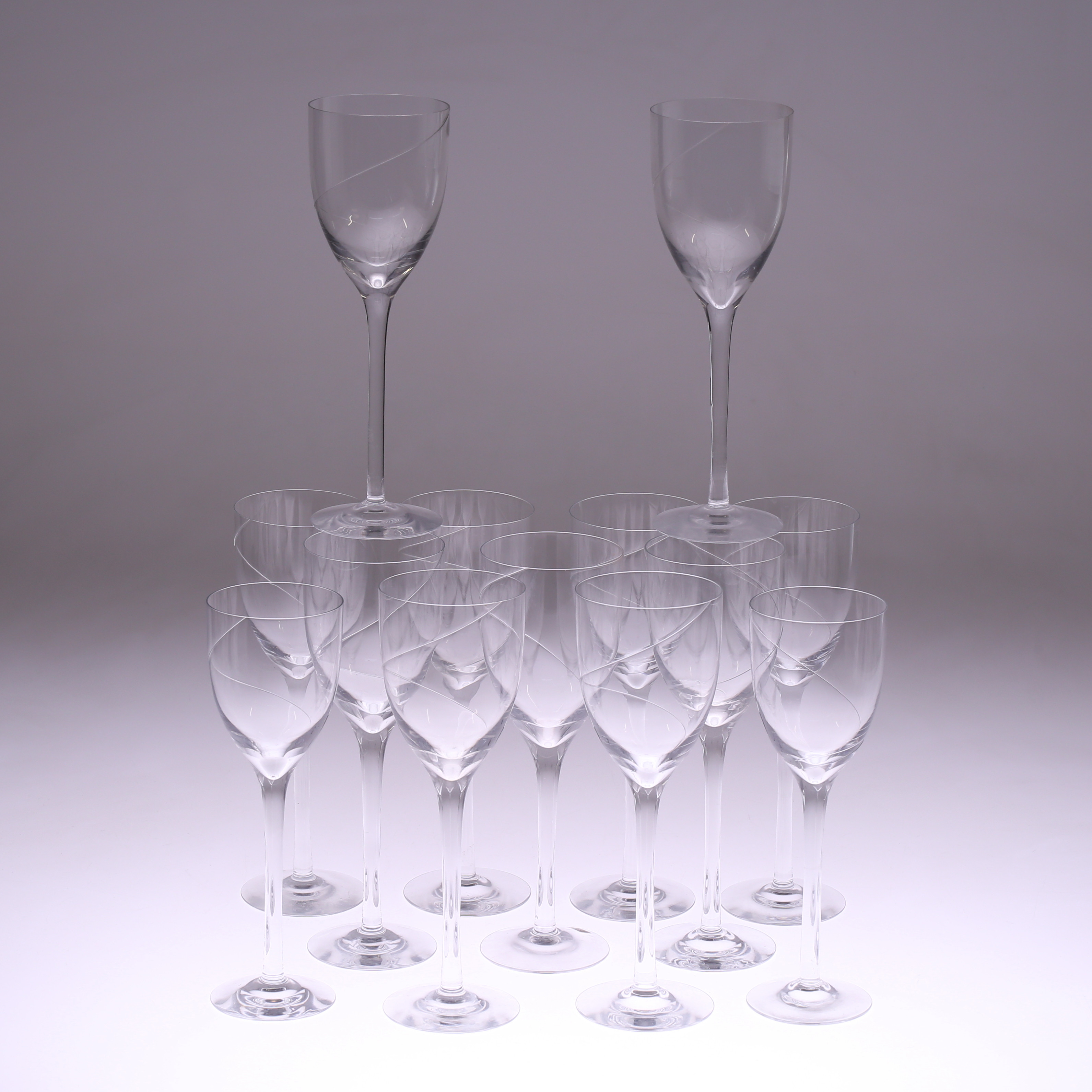 ANNA EHRNER. Vinglas, 11+2 delar, "Line", kristall, Kosta Boda.