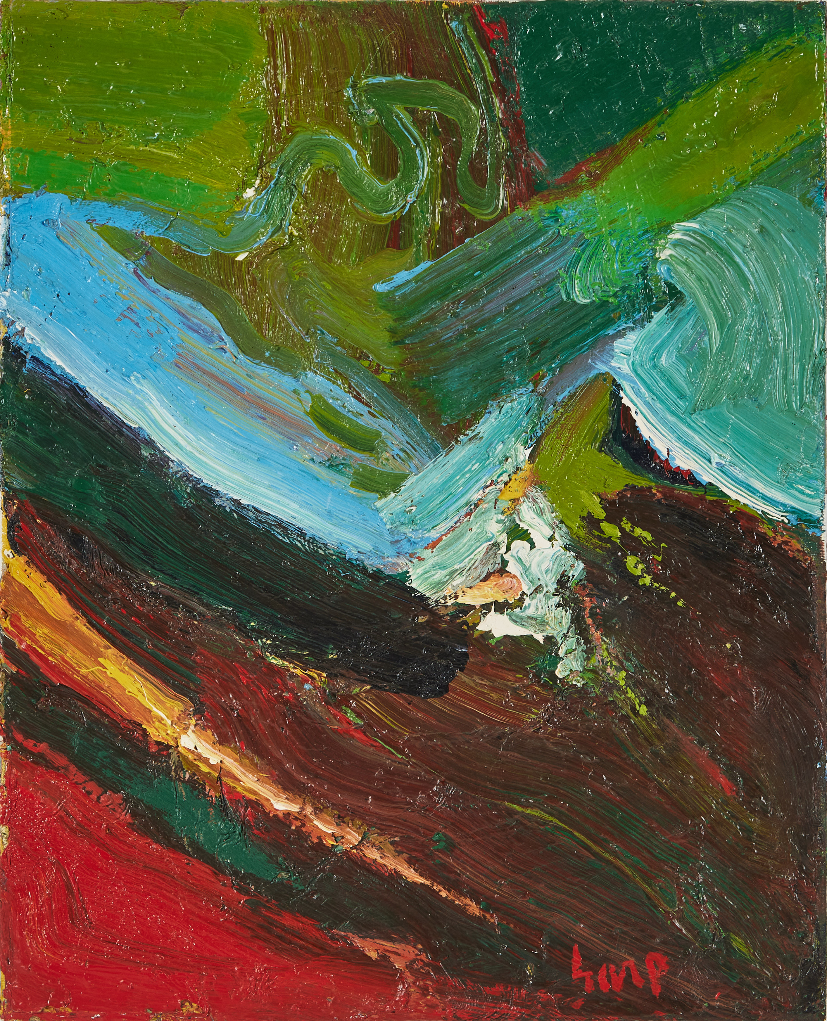 ELON GARP (1930-2013). Komposition, olja på duk, signerad.