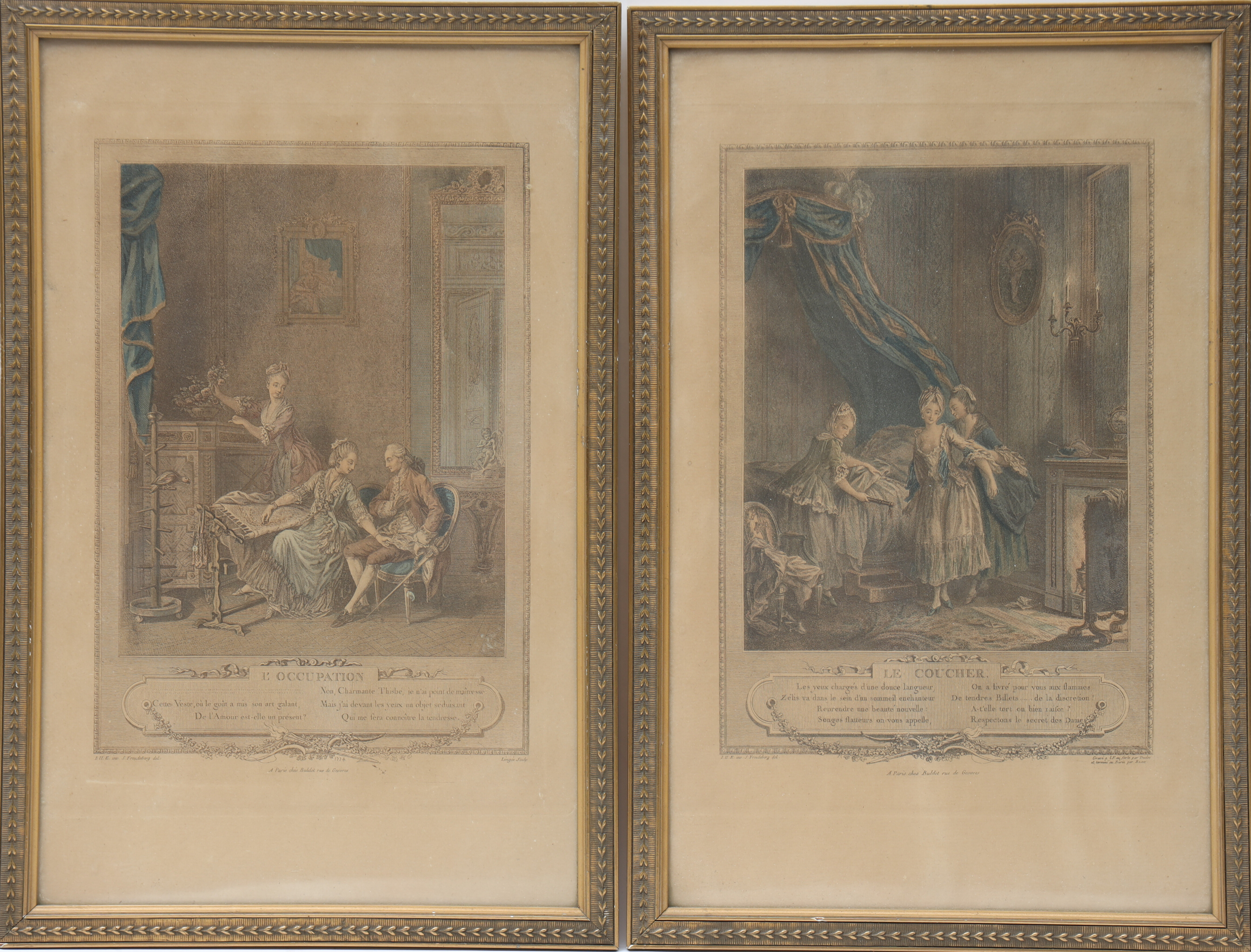 SIGMUND FREUDBERG. Etsningar 2st, "LE COUCHER samt L OCCUPATION" bland annat daterad 1774.