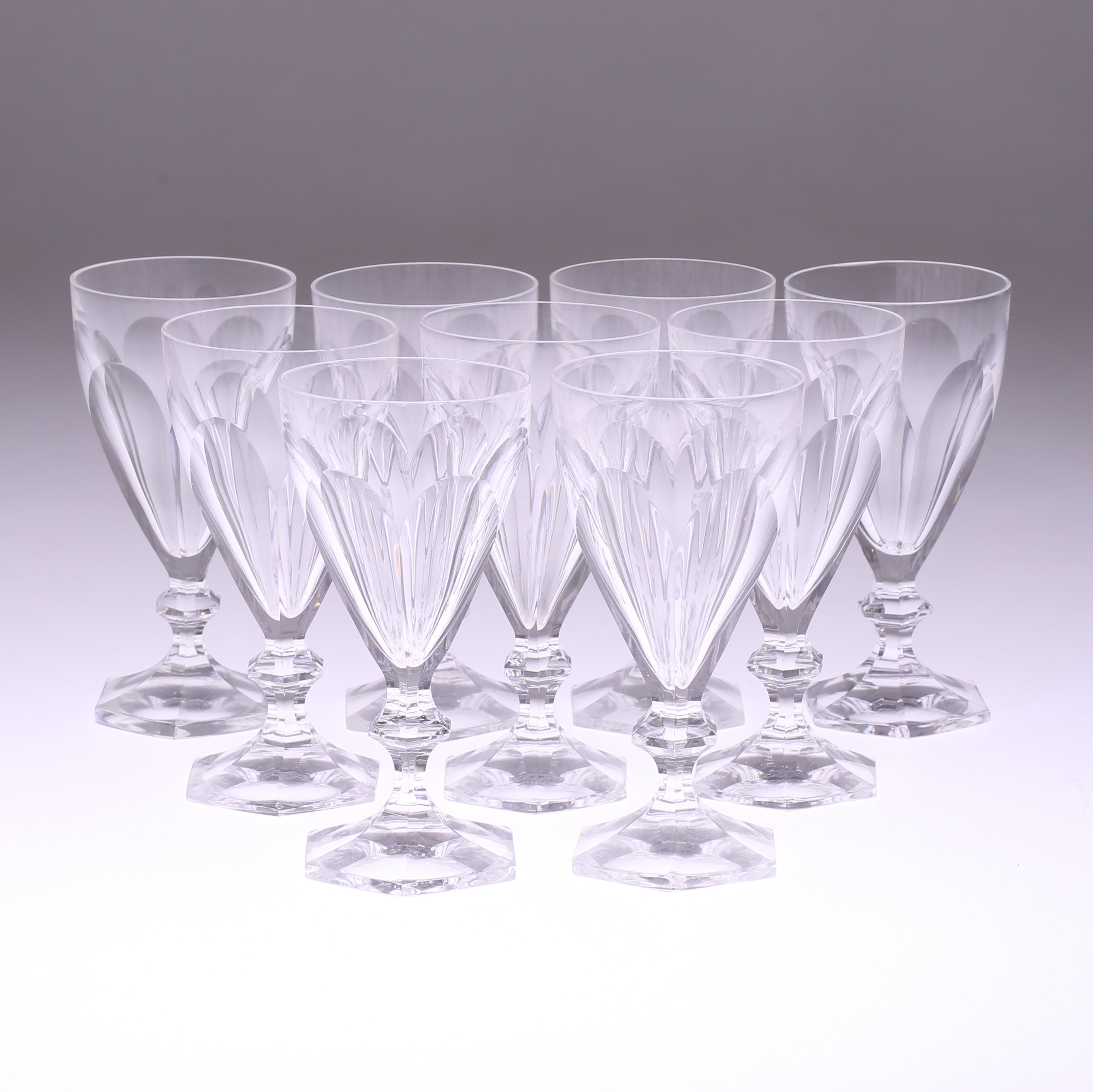 FRITZ KALLENBERG. vinglas, 9 st, "Geraldine", Kosta, 1900-tal.