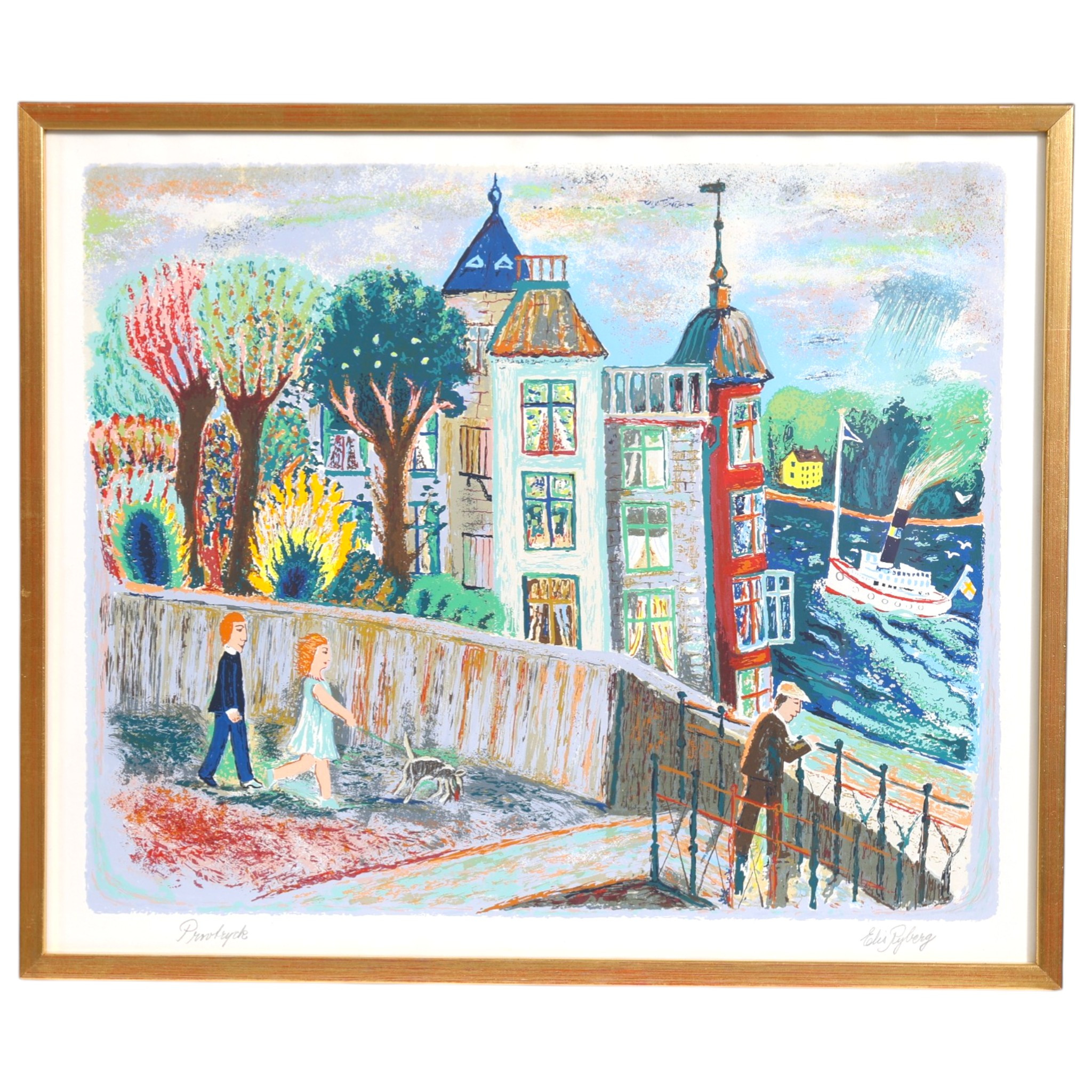 ELIS RYBERG. Bastugatan, litografi, signerad, provtryck.