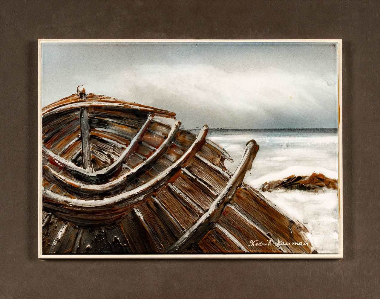 FREDRIK KASSMAN. Emalj på plåt "Eka" Signerad 1900-tal.