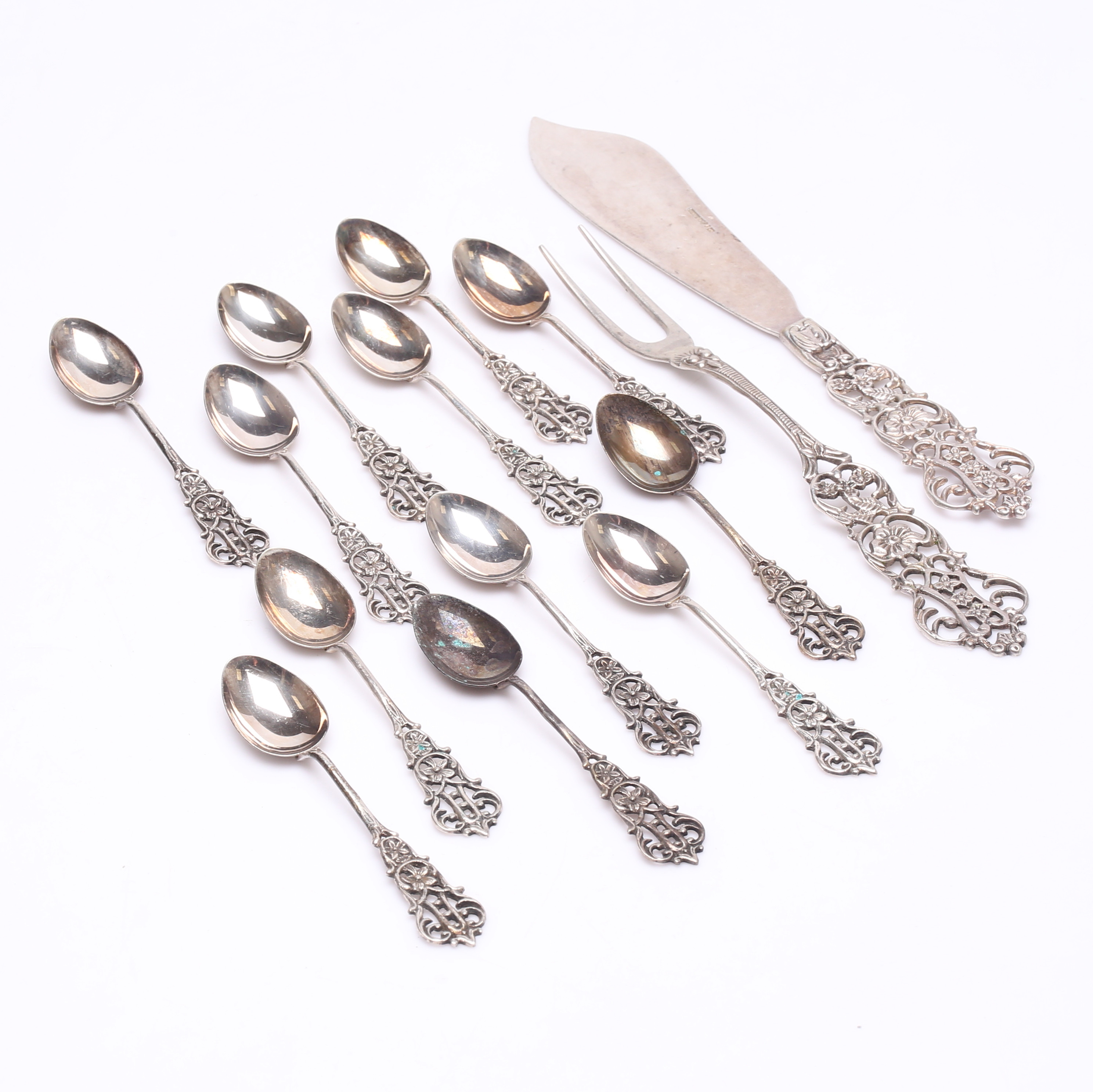 BESTICK, silver, 14 delar, silver, vikt ca 162 gram.