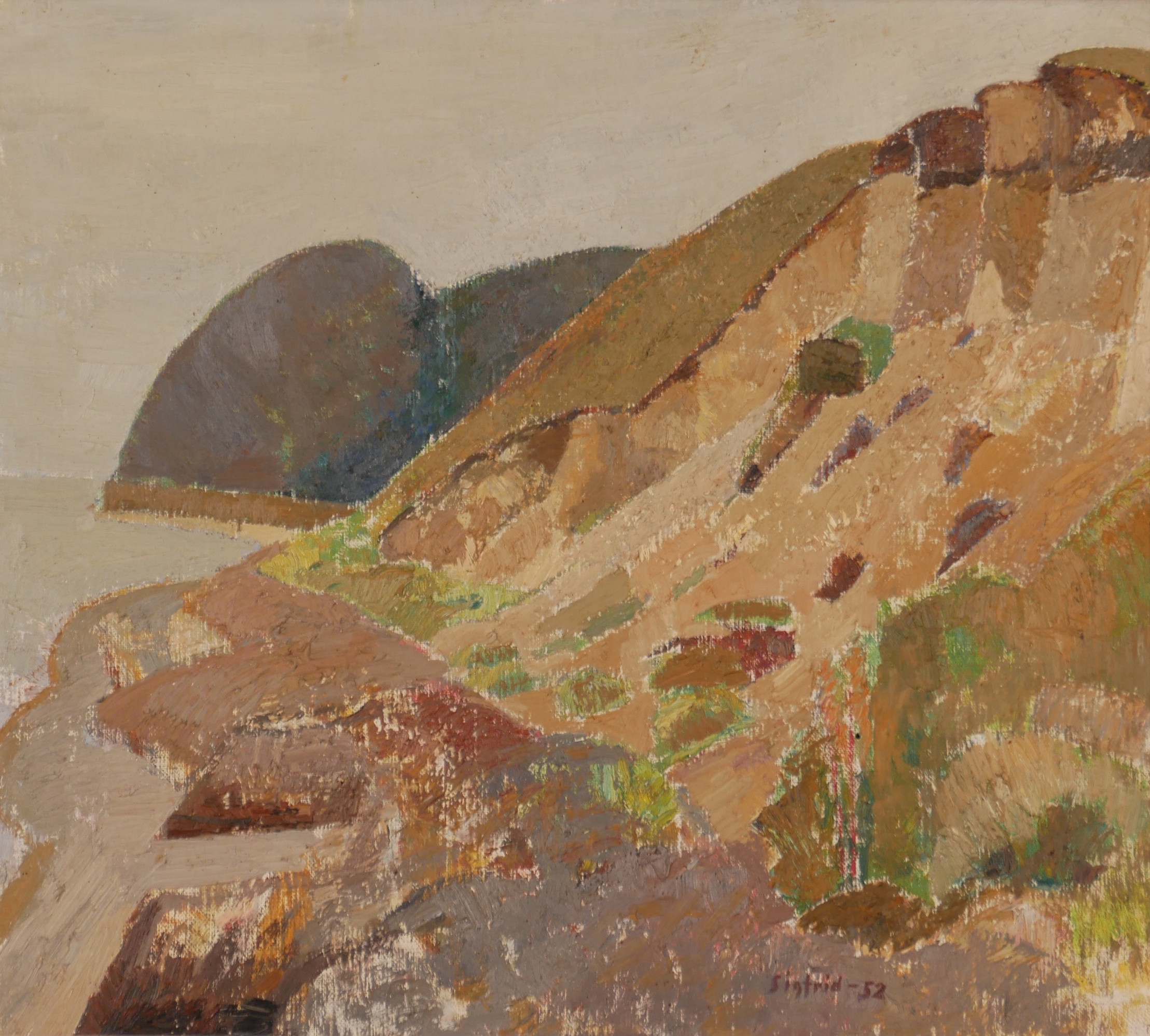 SIGFRID  SÖDERGREN. Kustlandskap med klippor, olja på duk, signerad Sigfrid -52.
