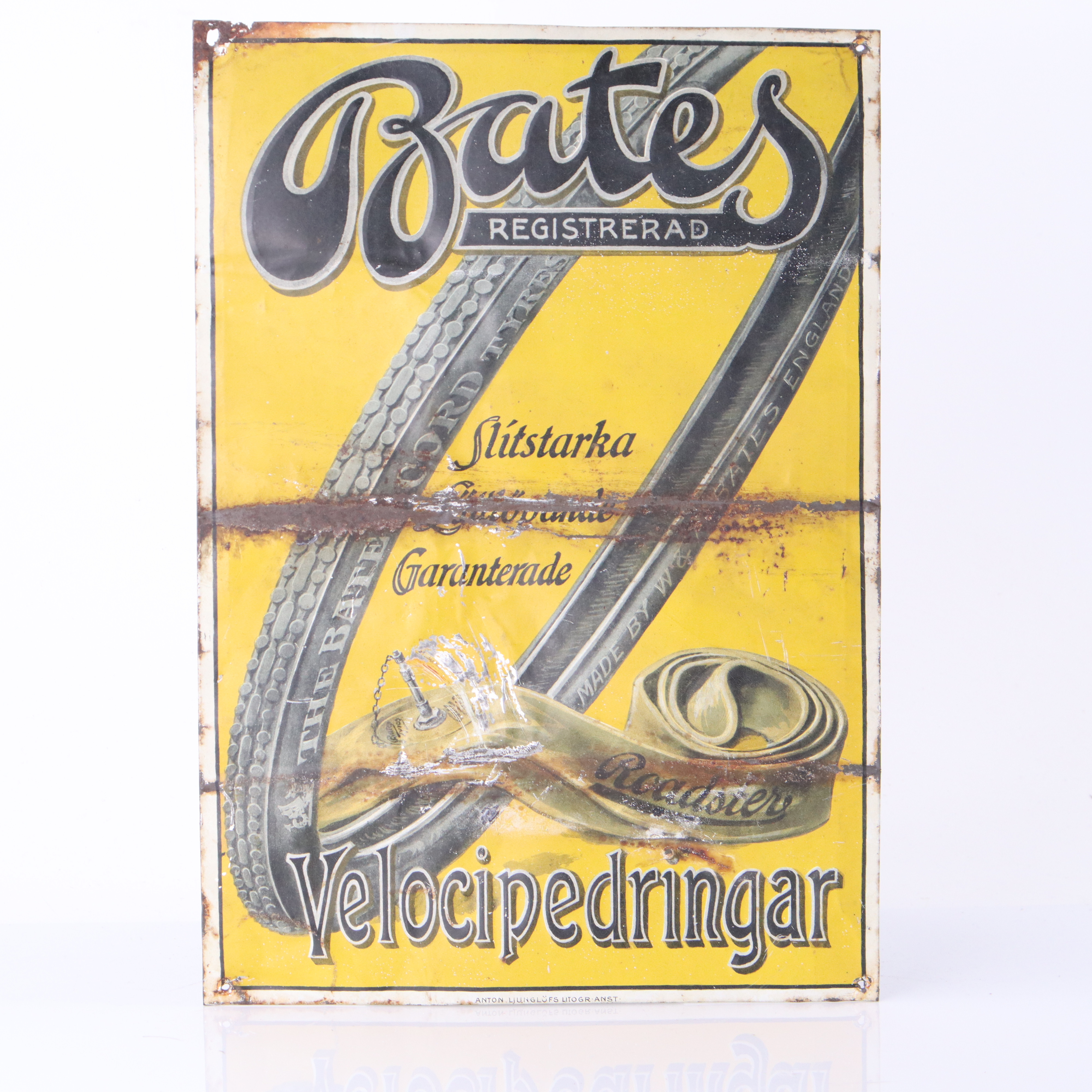 BATES VELOCIPEDRINGAR, litograferad plåt, 1920/30-tal.