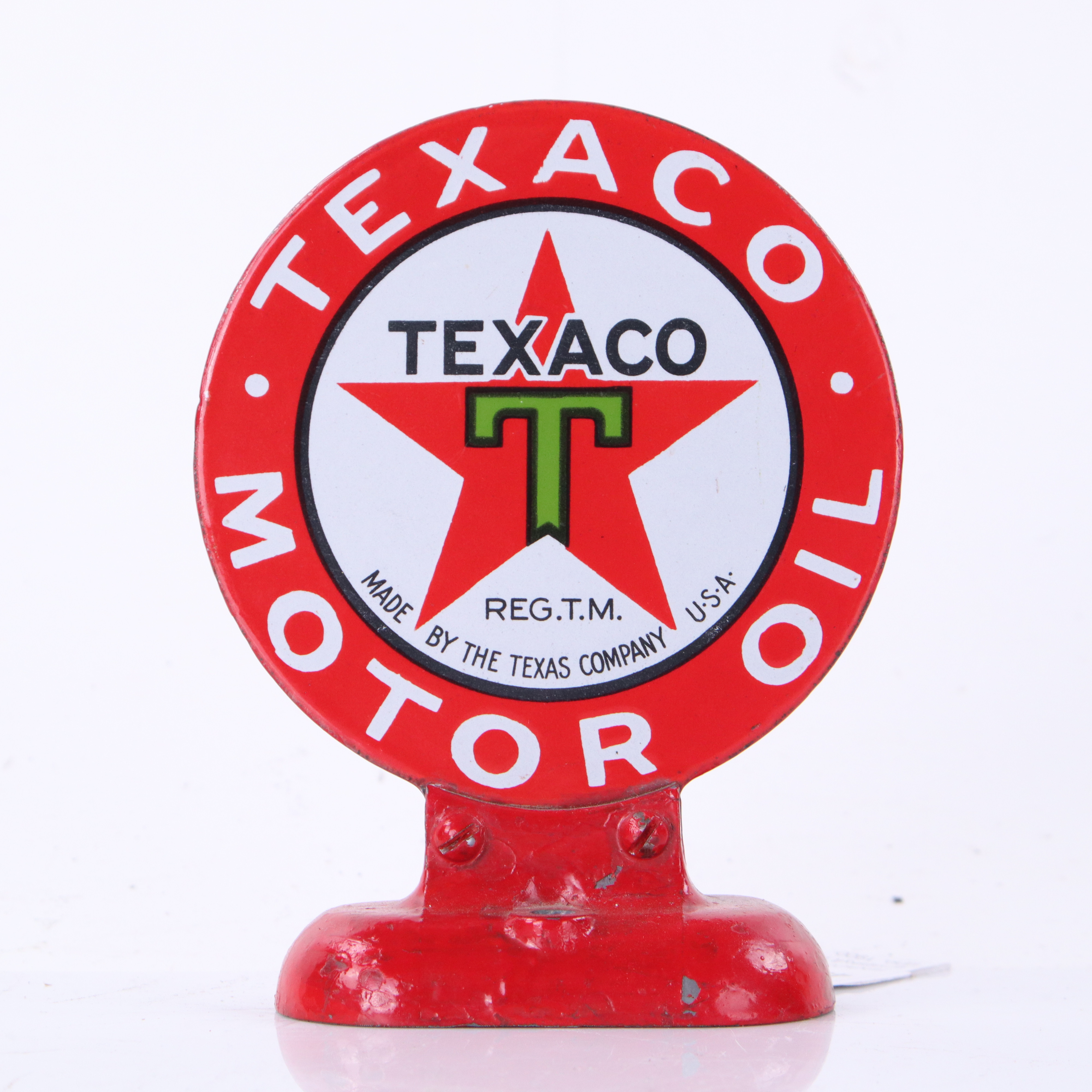 TEXACO, emaljskylt för tapp, 1900-talets första hälft.