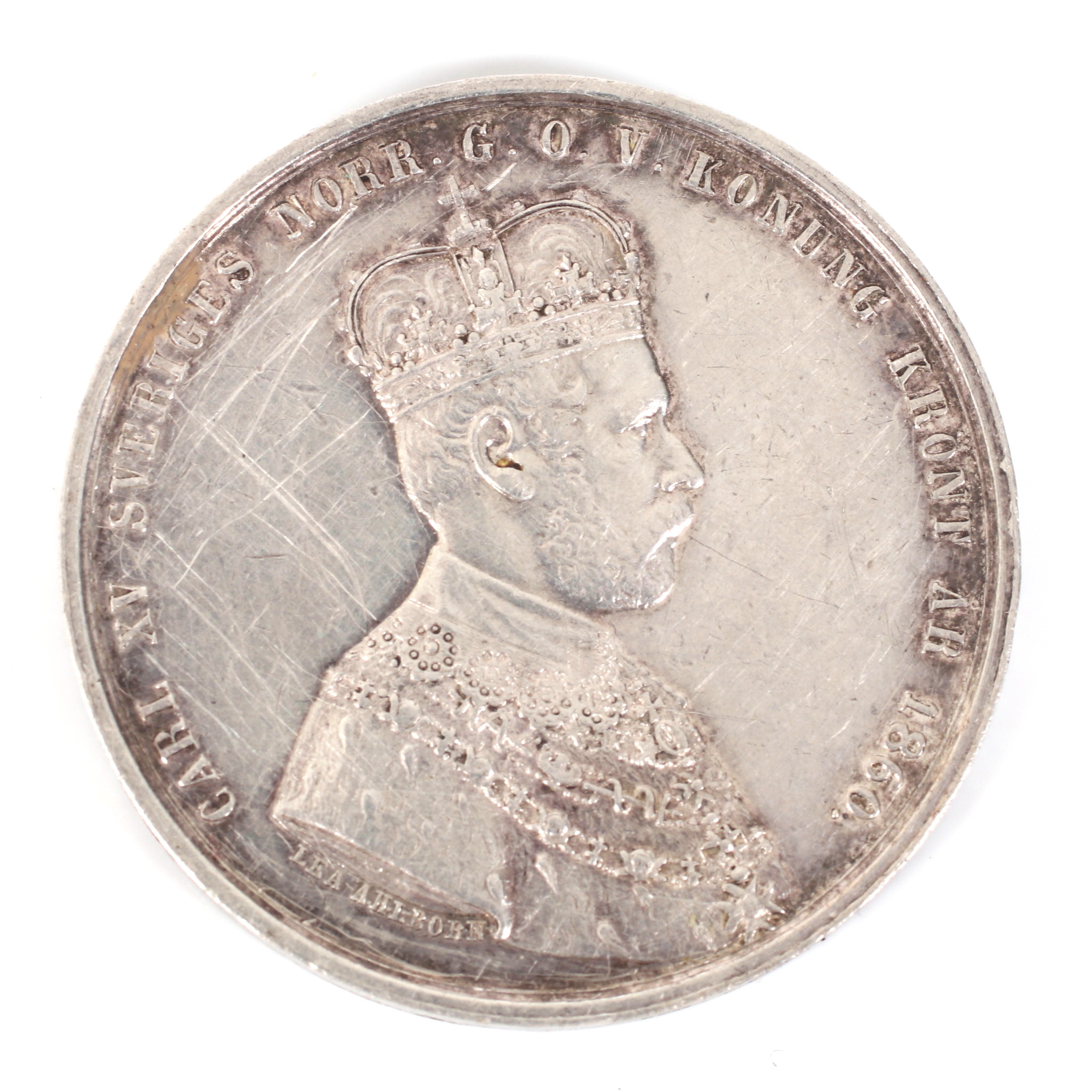 MINNESPENNING, silver, Sverige, Karl XV:s kröning, 1860.
