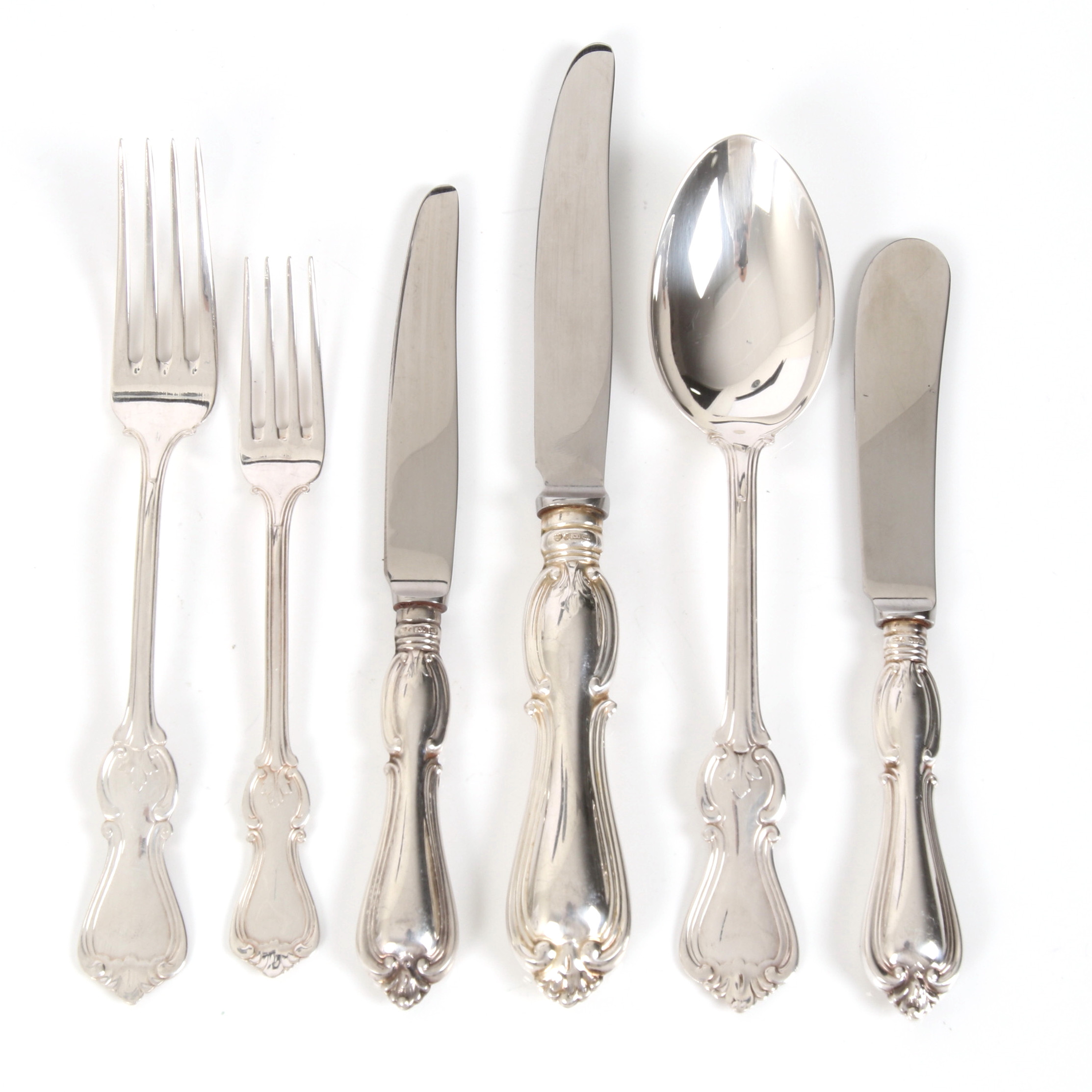 BESTICK, 27 delar, silver, "Olga", GAB, Stockholm. 1900-tal.