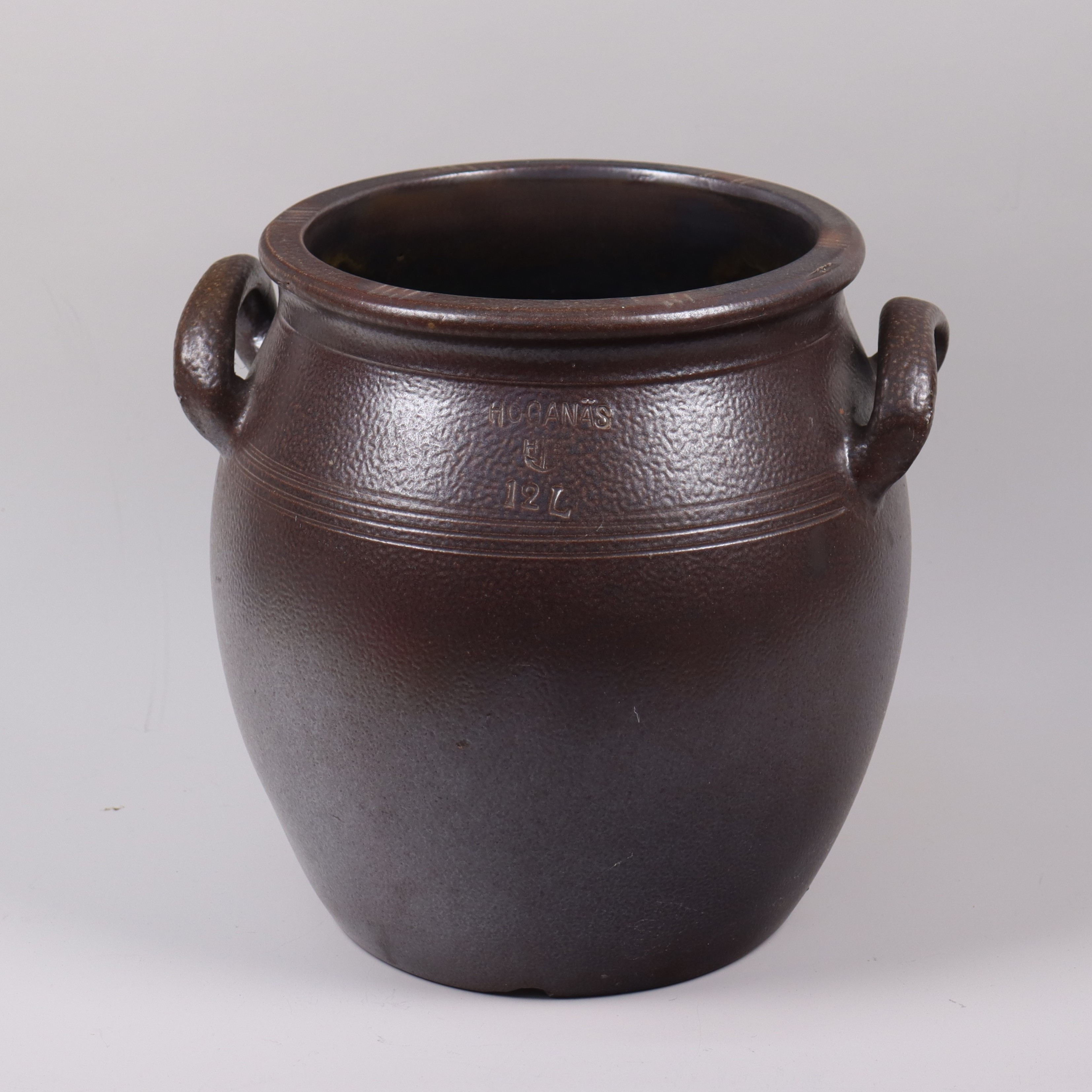 KRUS, Höganäs, saltglaserat stengods, 12 liter, 1900-talets första hälft.