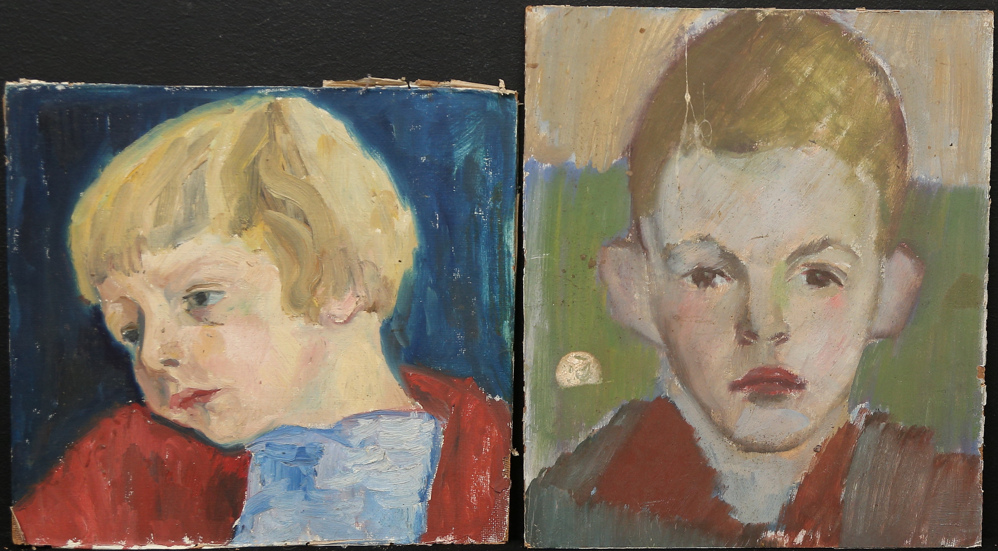 OKÄND KONSTNÄR. olja på pannå, 2 st, porträtt, osignerade.