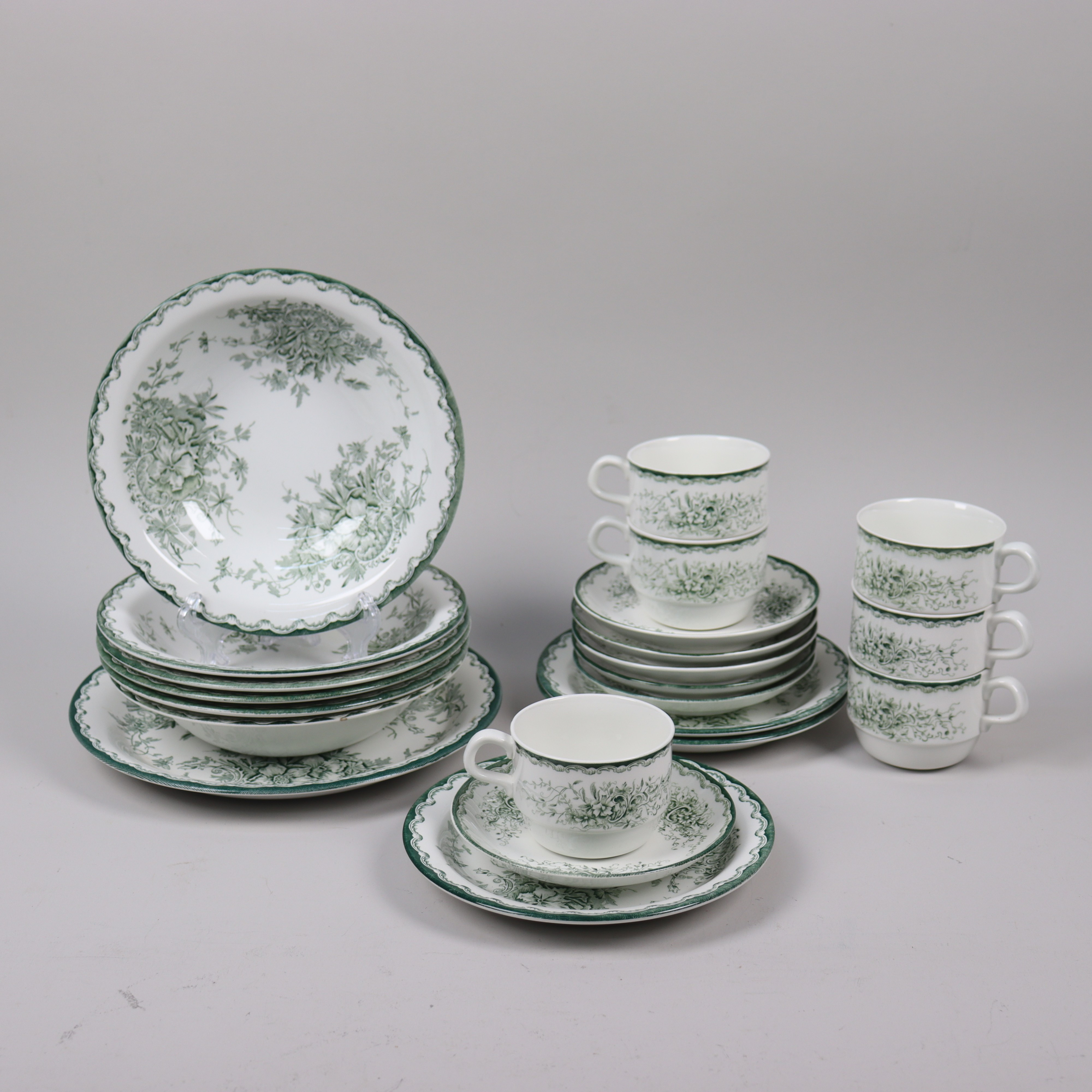 SERVISDELAR, "Gröna Anna", Rörstrand, 22 delar.