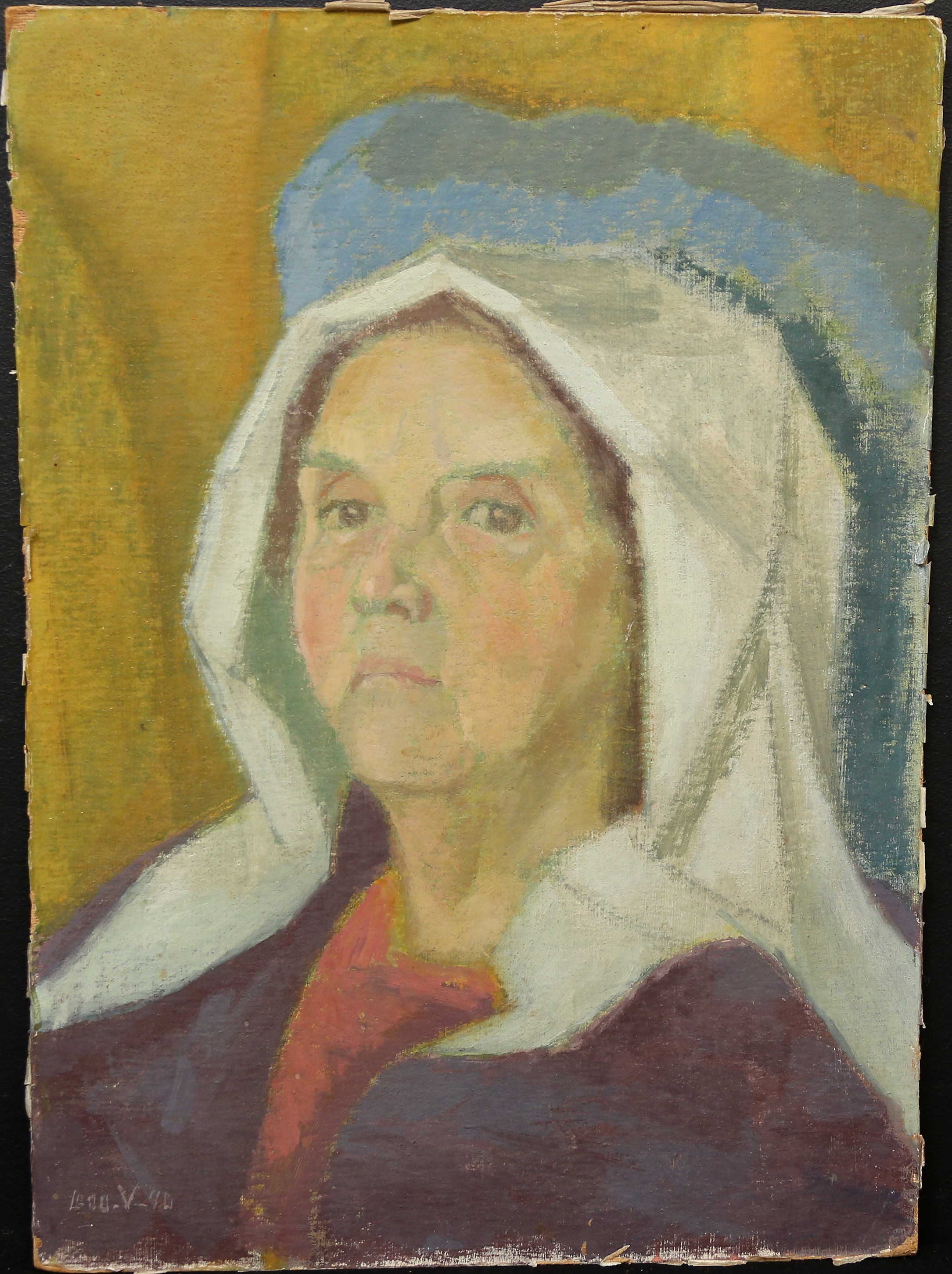 LEO VERDE. olja på pannå, porträtt, signerad daterad -40.