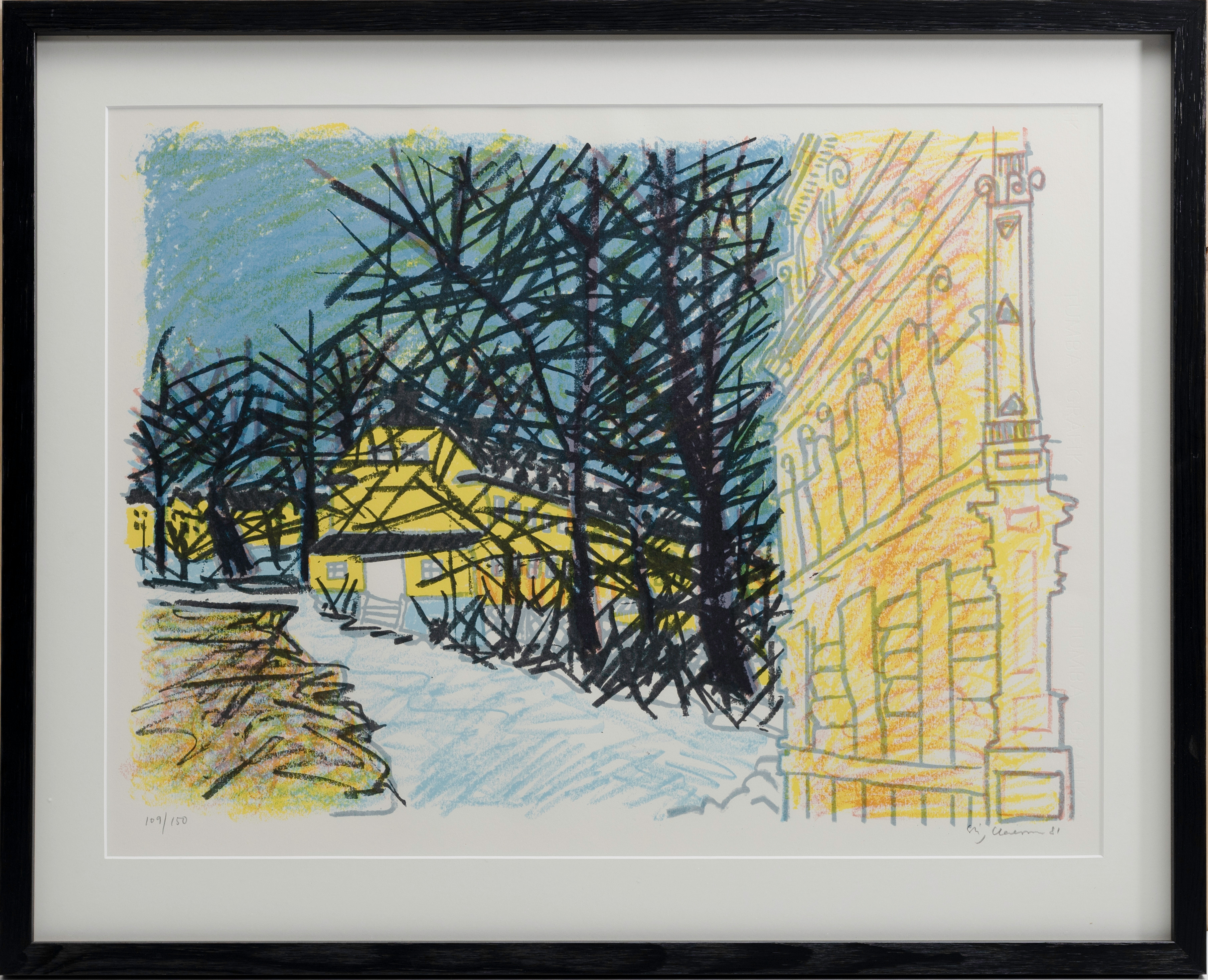 STIG (SLAS) CLAESSON. Motiv från Skeppsholmen, färglitografi, signerad, numrerad 109/150, daterad 81.