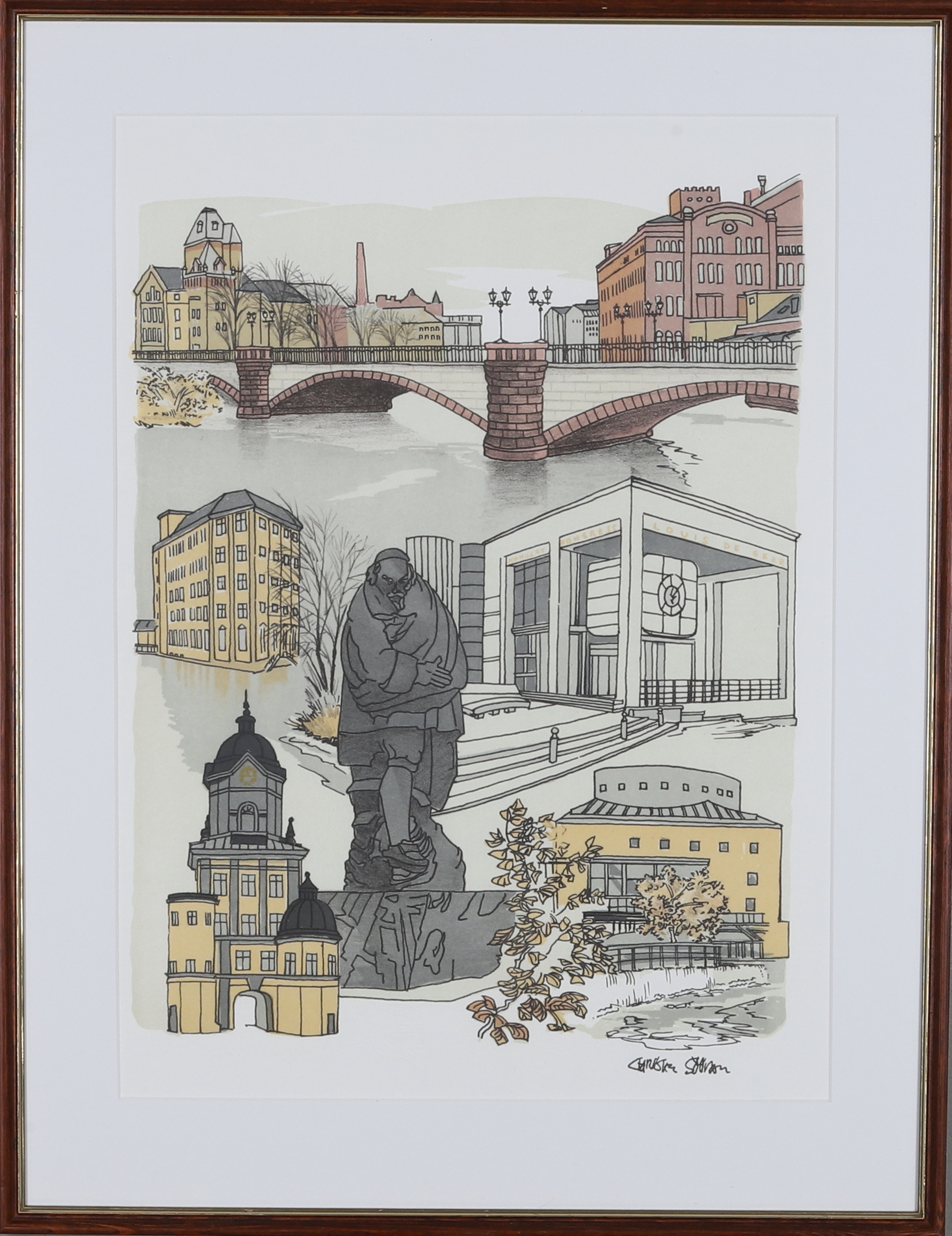 CHRISTER SÖÖDER. Färglitografi, Norrköping, signerad i trycket.