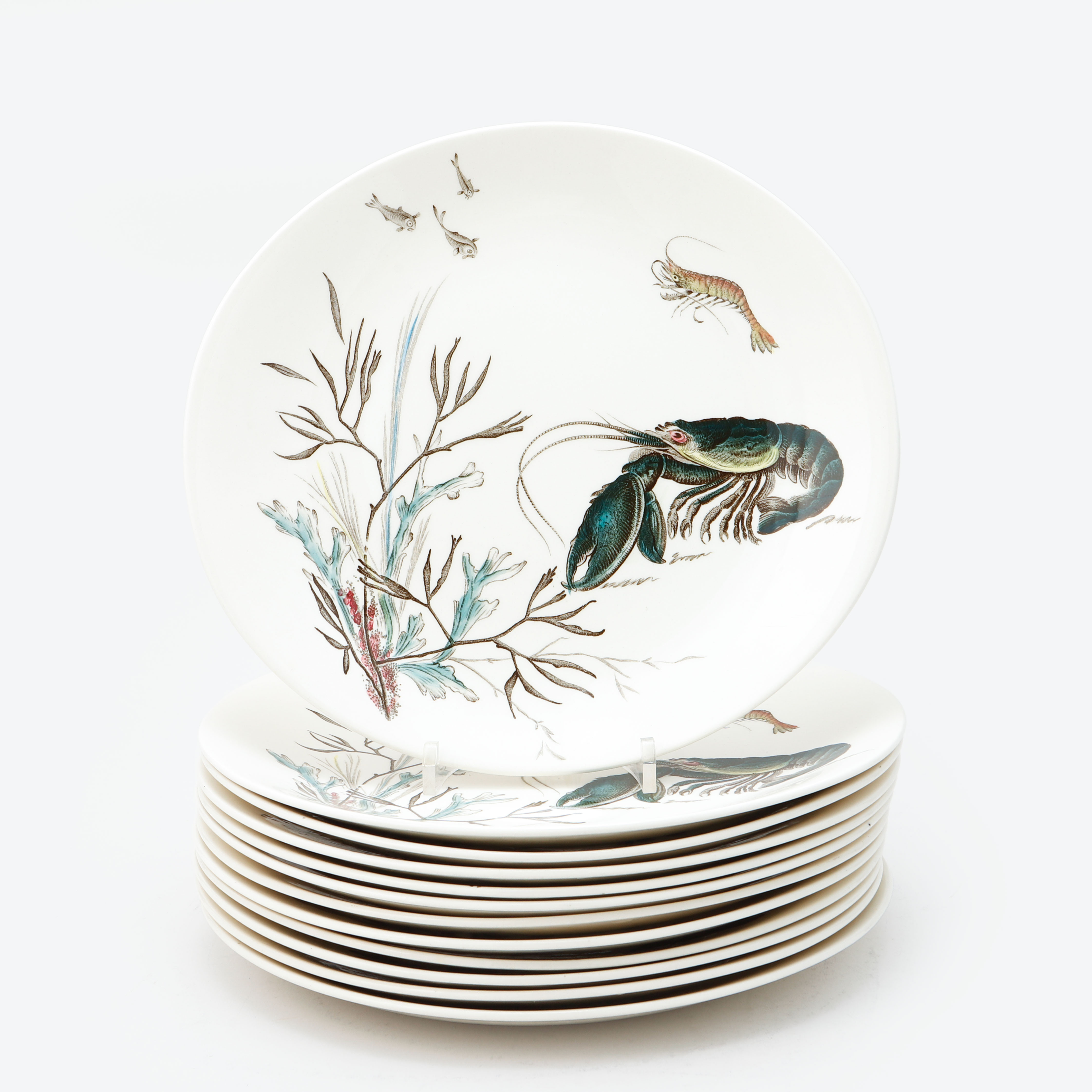 FISKTALLRIKAR, 12 st, "Fish", Johnson Bros, flintgods, England.