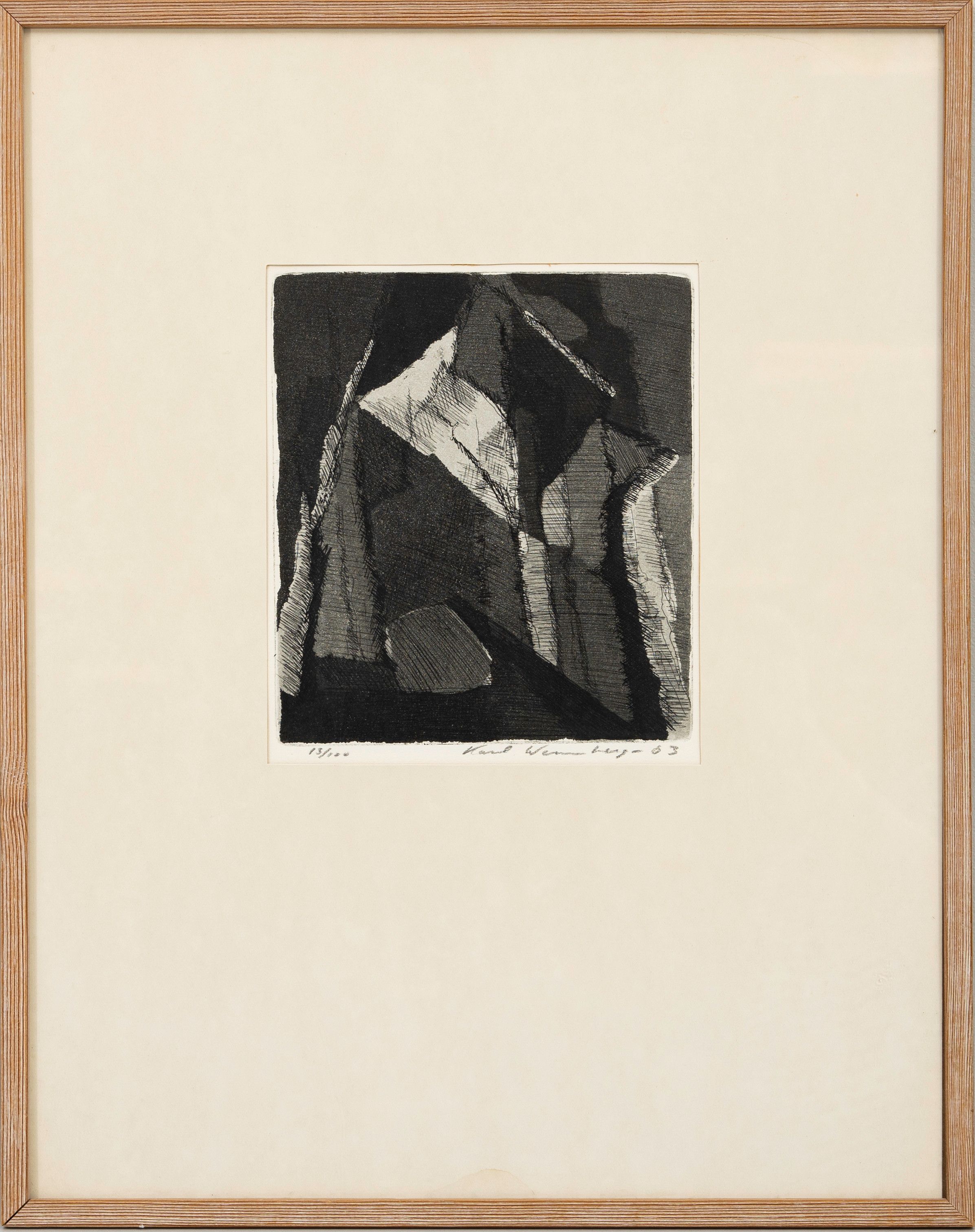 KARL WENNBERG (1933-2007). Komposition, etsning, signerad, numrerad 13/100, daterad -63.