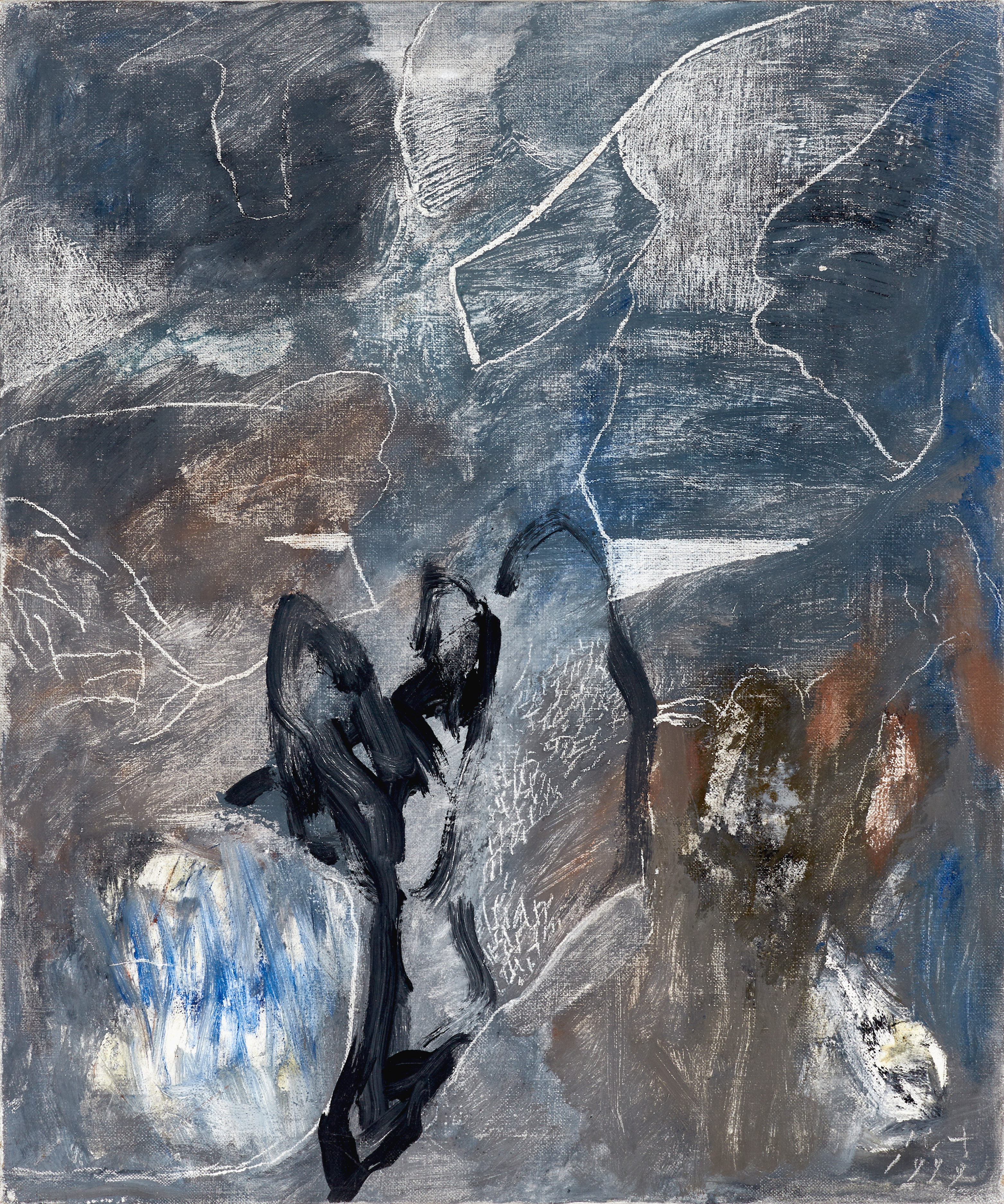 RICHARD AHLQVIST. Komposition, signerad, daterad 1999, äggoljetempera.