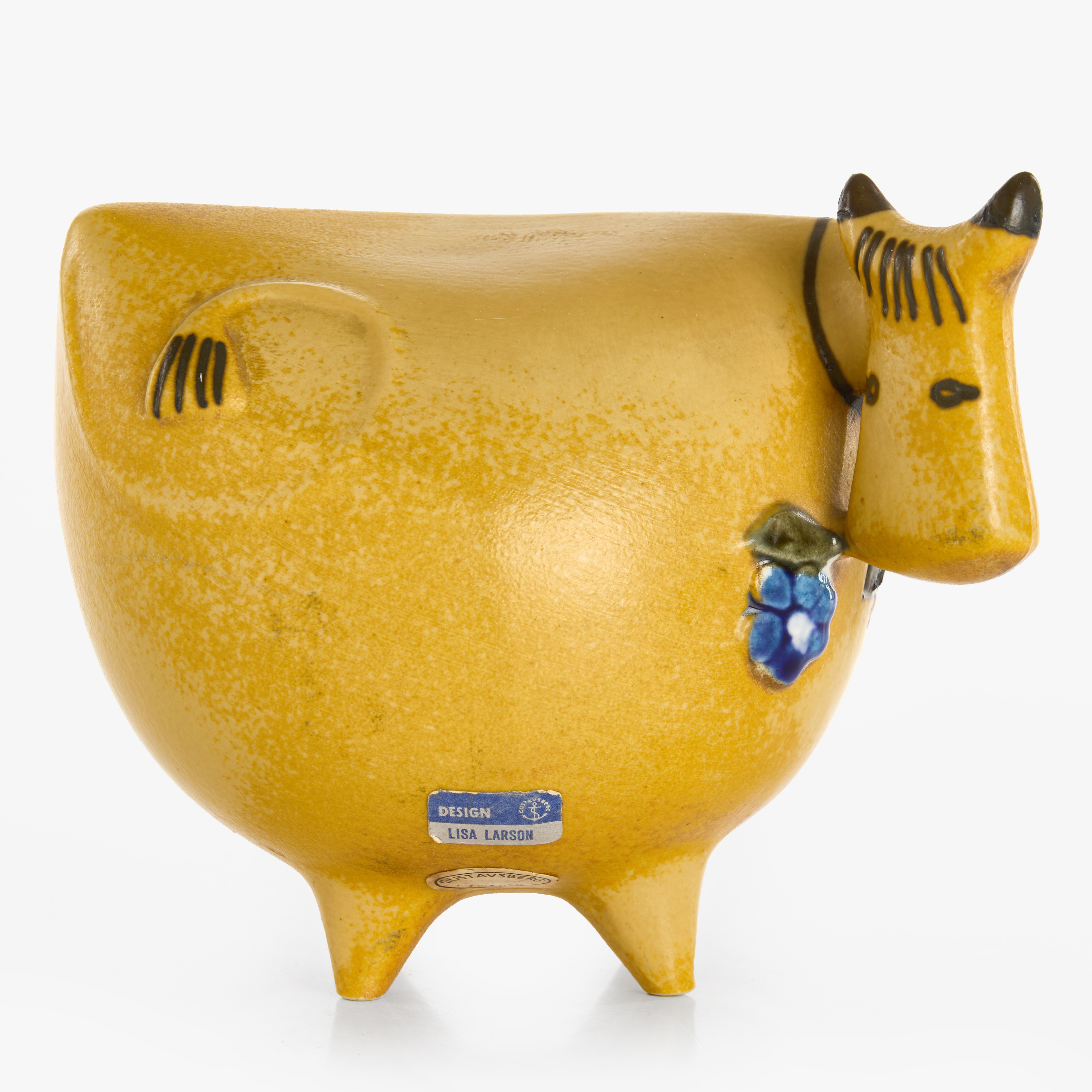 LISA LARSON. Figurin, ko, ur serien "Stora zoo", etikettmärkt, stengods, Gustavsberg.