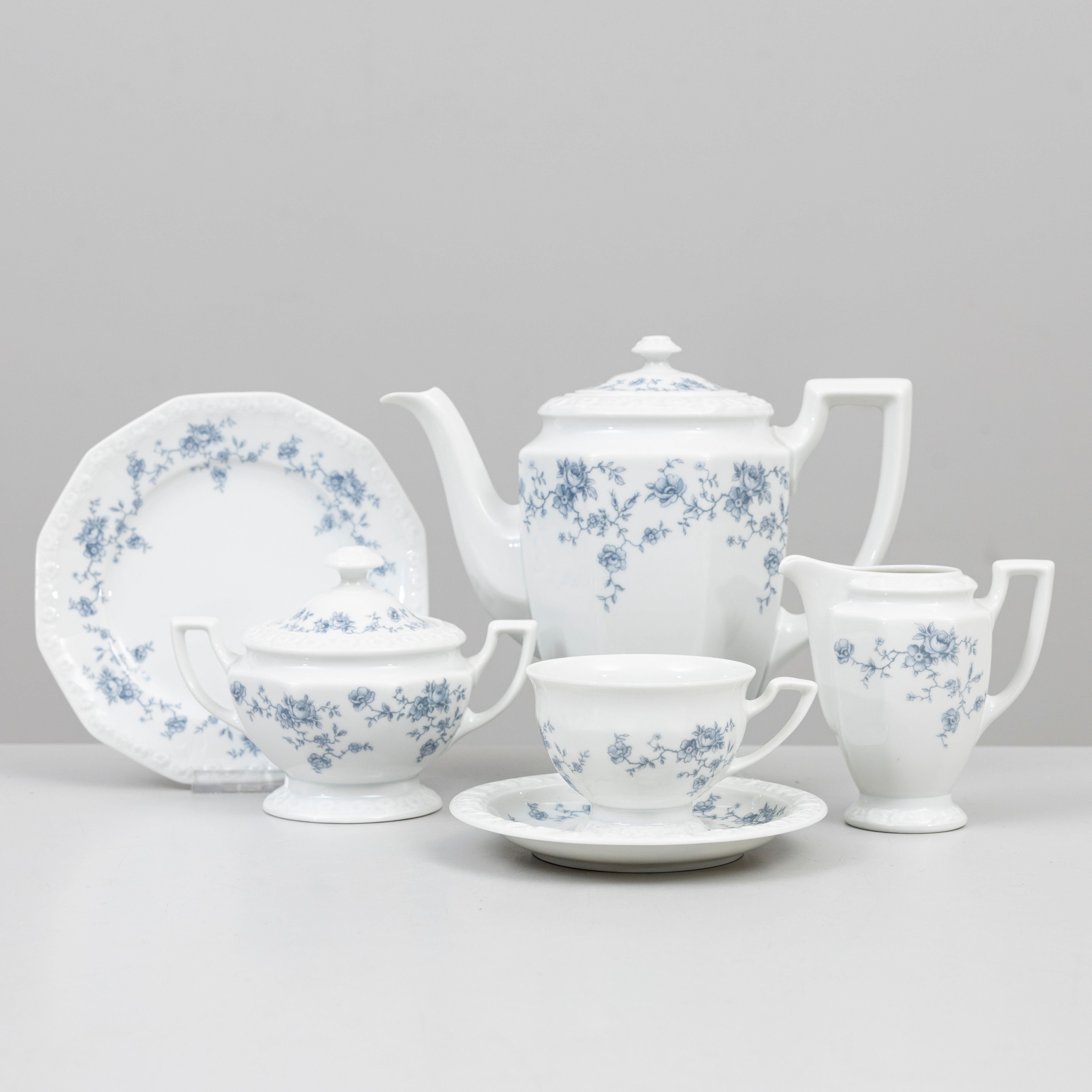 KAFFESERVIS, 40 delar, porslin, "Maria", Blå ros, Rosenthal, Tyskland.
